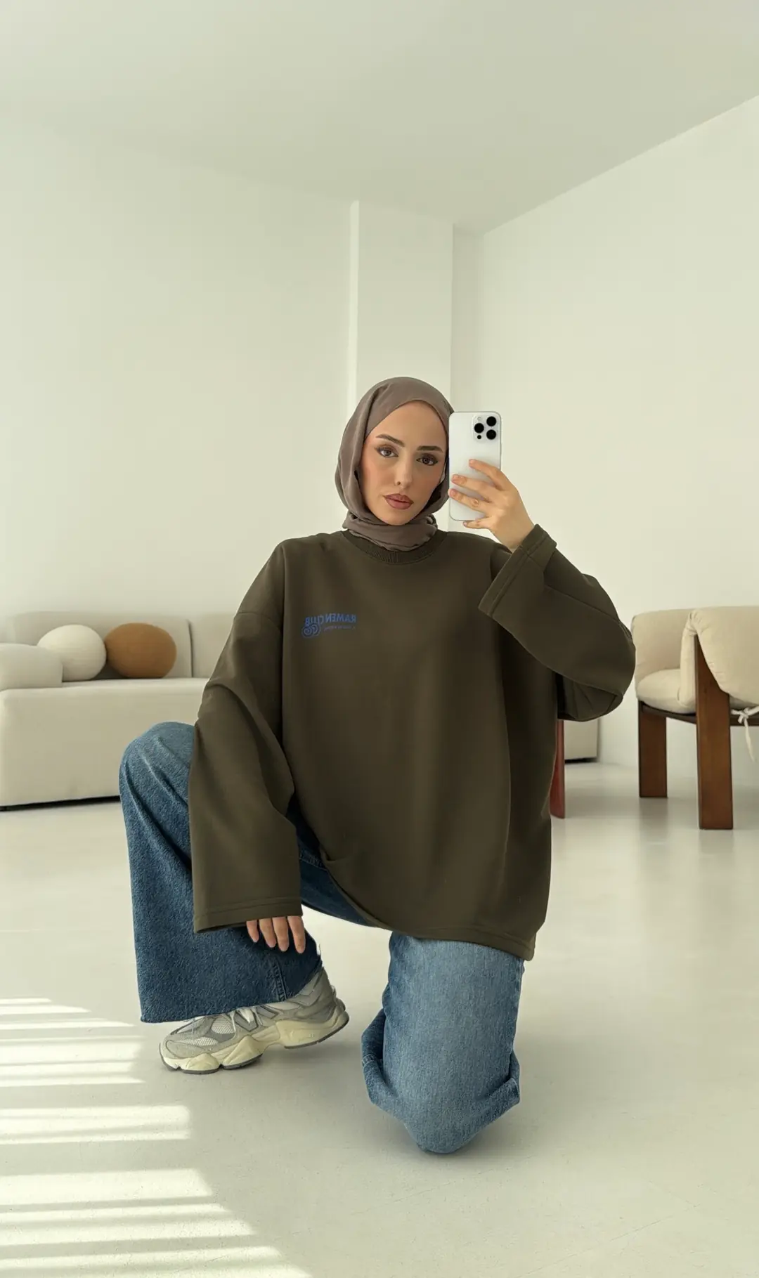 Ramen Baskılı Sweat Haki - Görsel 7