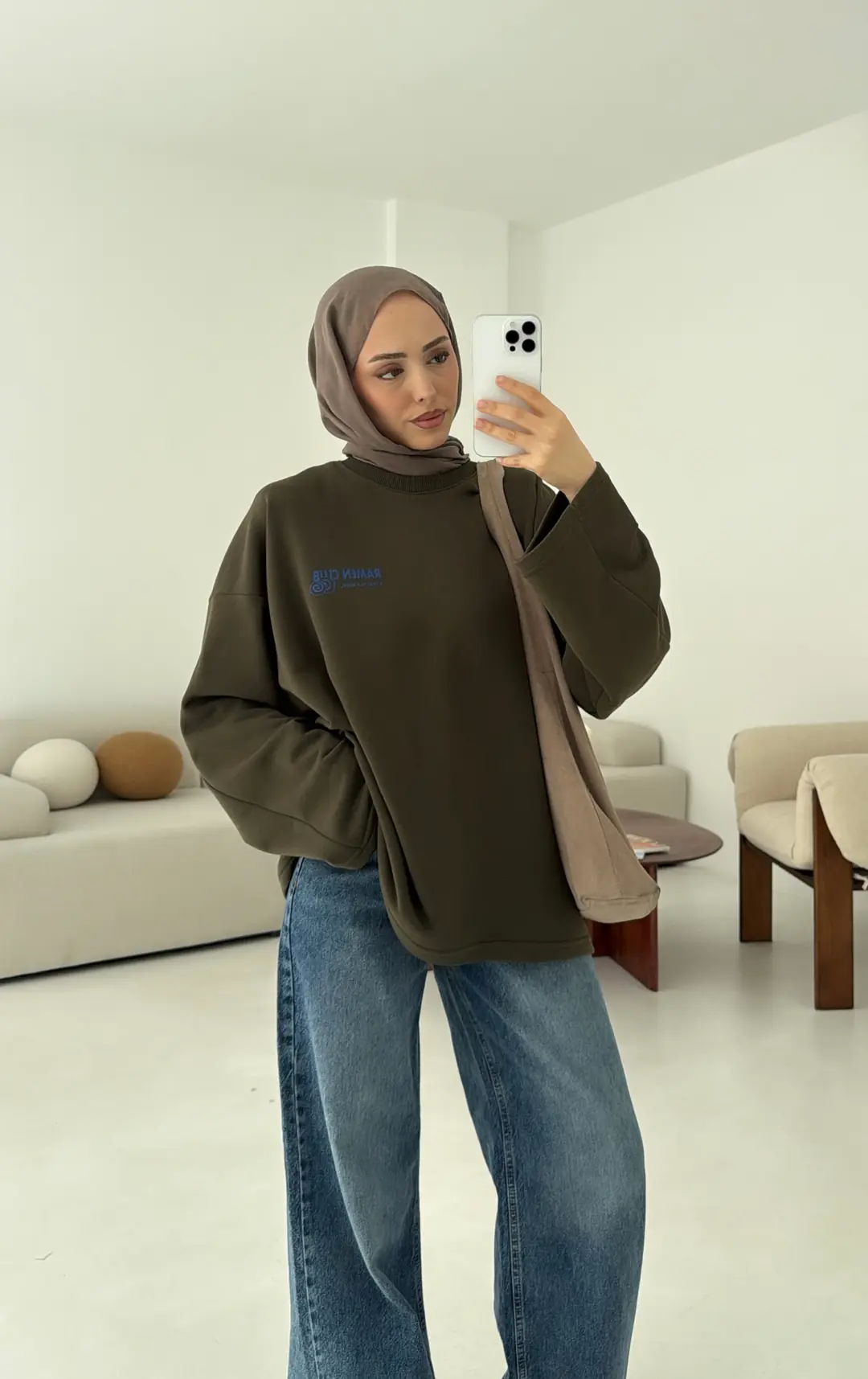 Ramen Baskılı Sweat Haki - Görsel 8