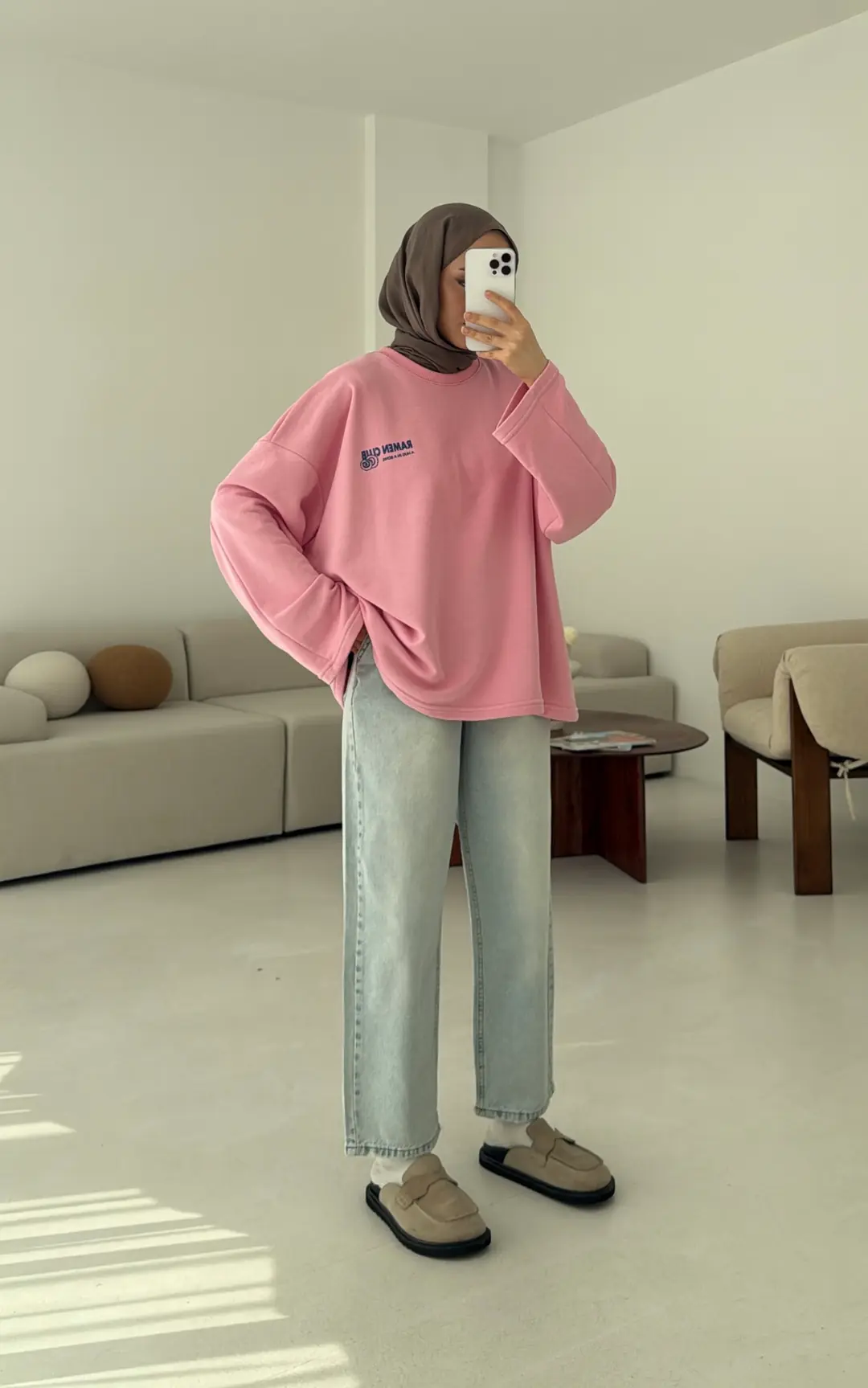 Ramen Baskılı Sweat Pembe - Görsel 8