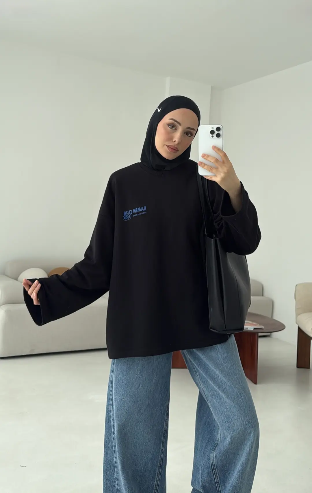 Ramen Baskılı Sweat Siyah - Görsel 3