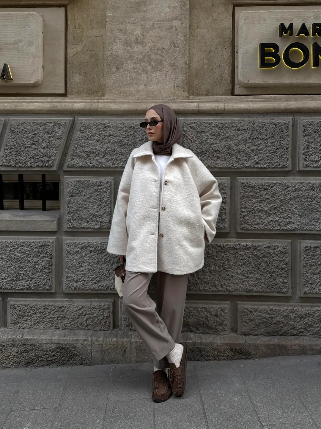 Reglan Kol Kaşe Kaban Bej