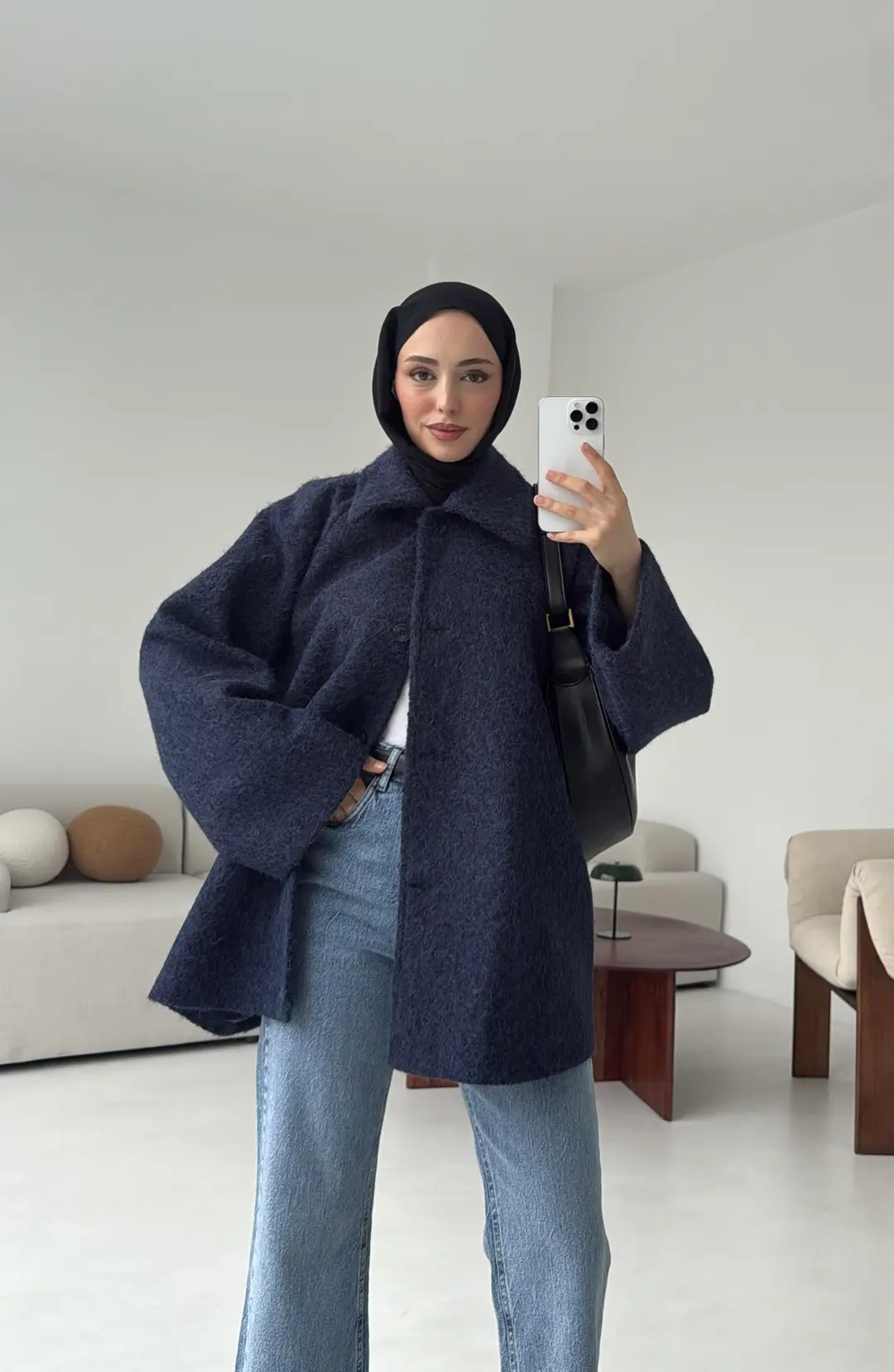 Reglan Kol Kaşe Kaban Lacivert