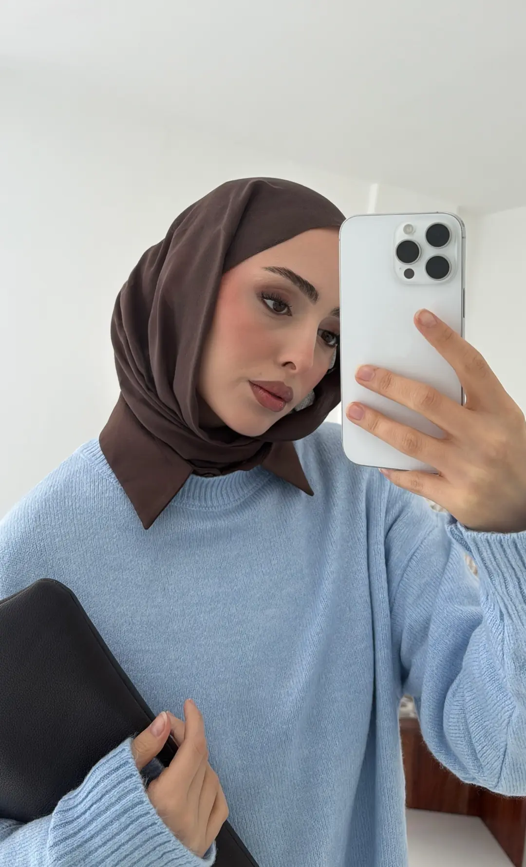 Reglan Kol Triko Kazak Acık Mavi - Görsel 9