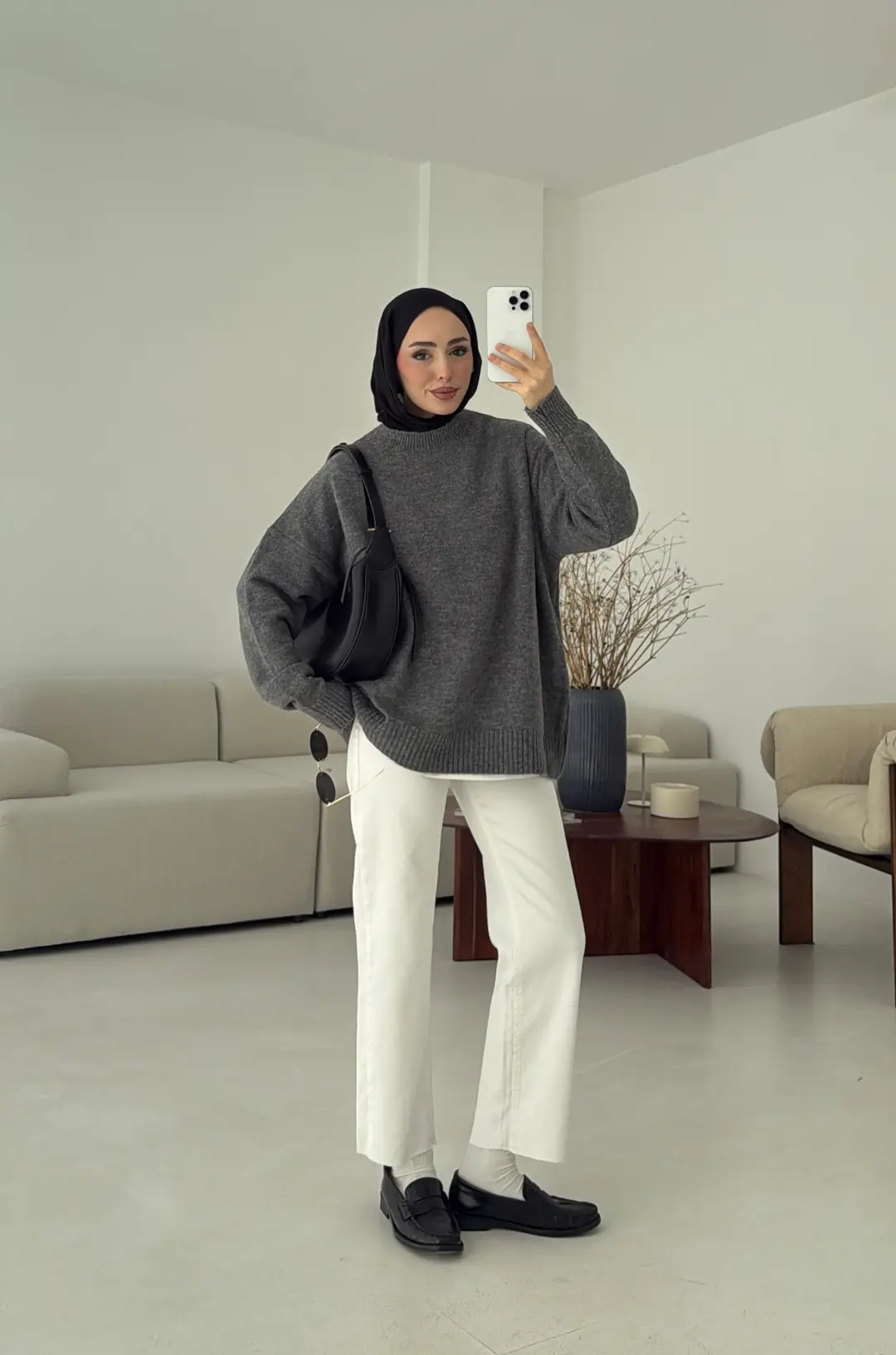 Reglan Kol Triko Kazak Koyu Gri - Görsel 10