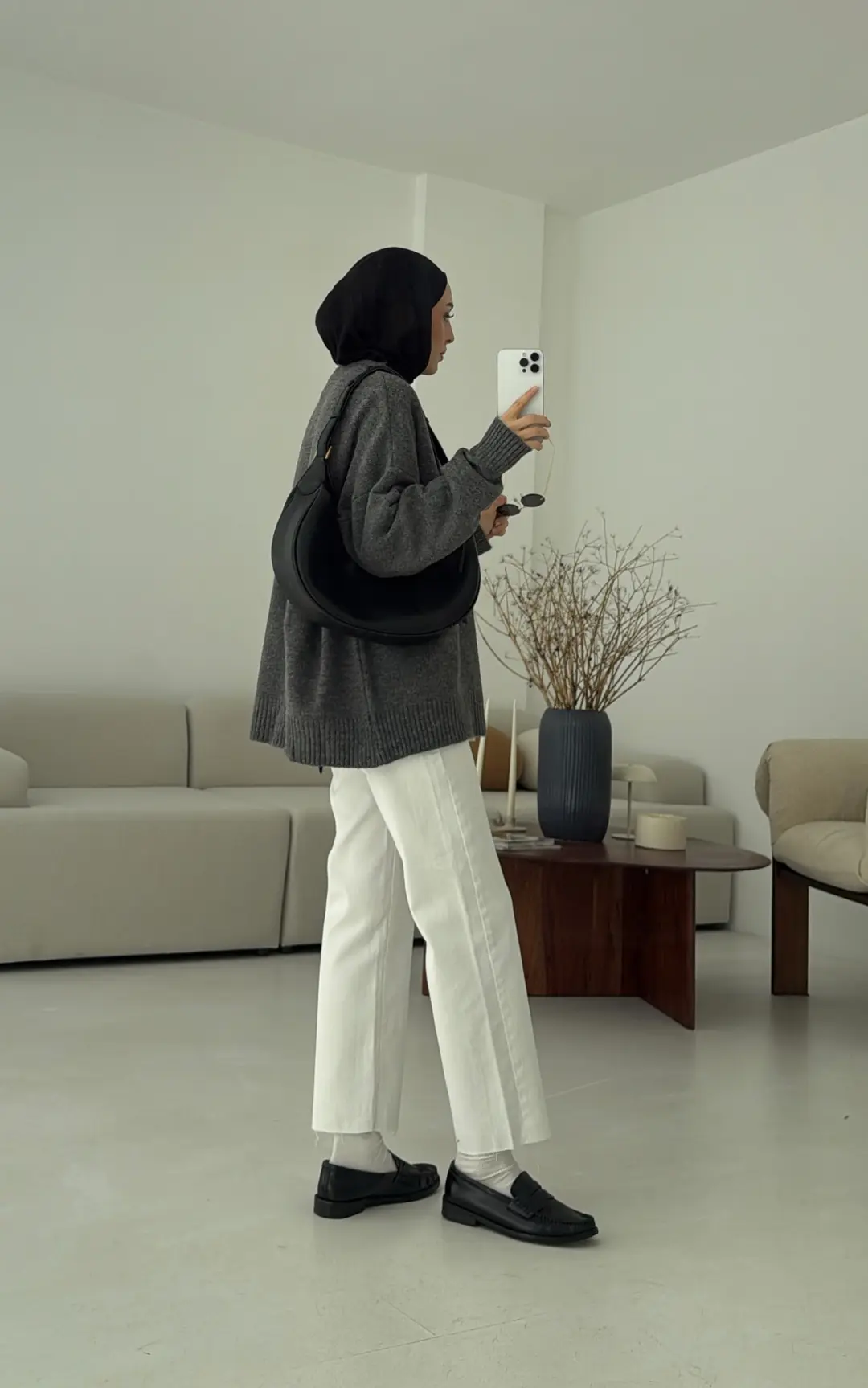 Reglan Kol Triko Kazak Koyu Gri - Görsel 2