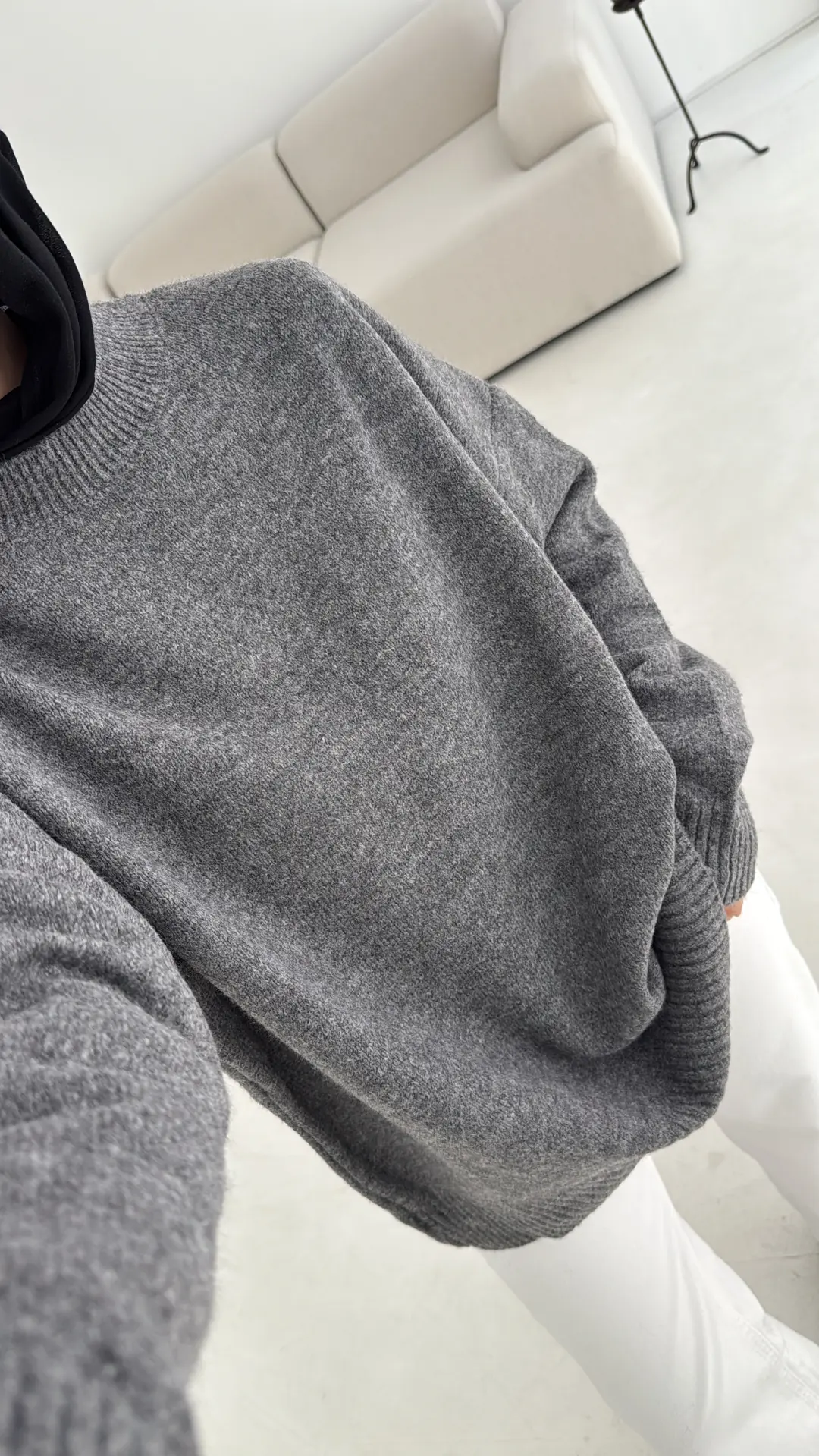 Reglan Kol Triko Kazak Koyu Gri - Görsel 4