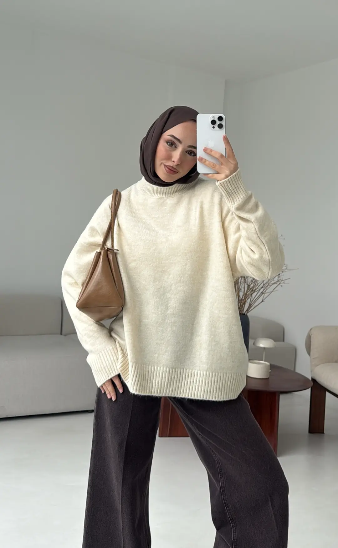 Reglan Kol Triko Kazak Krem - Görsel 2