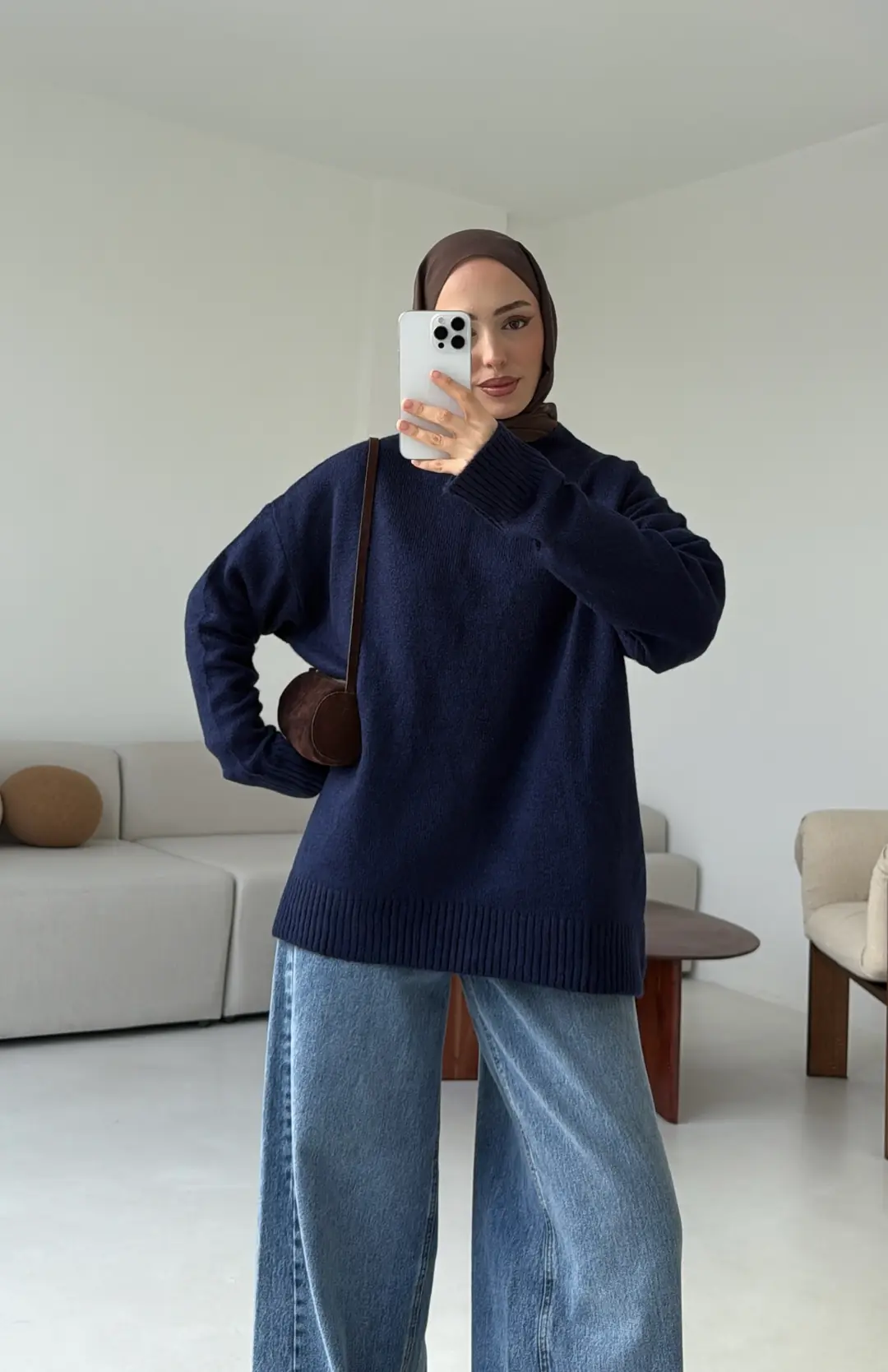 Reglan Kol Triko Kazak Lacivert - Görsel 4