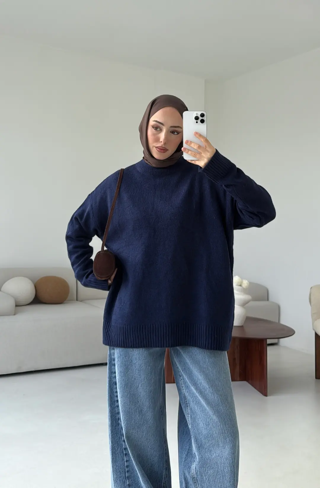 Reglan Kol Triko Kazak Lacivert - Görsel 7