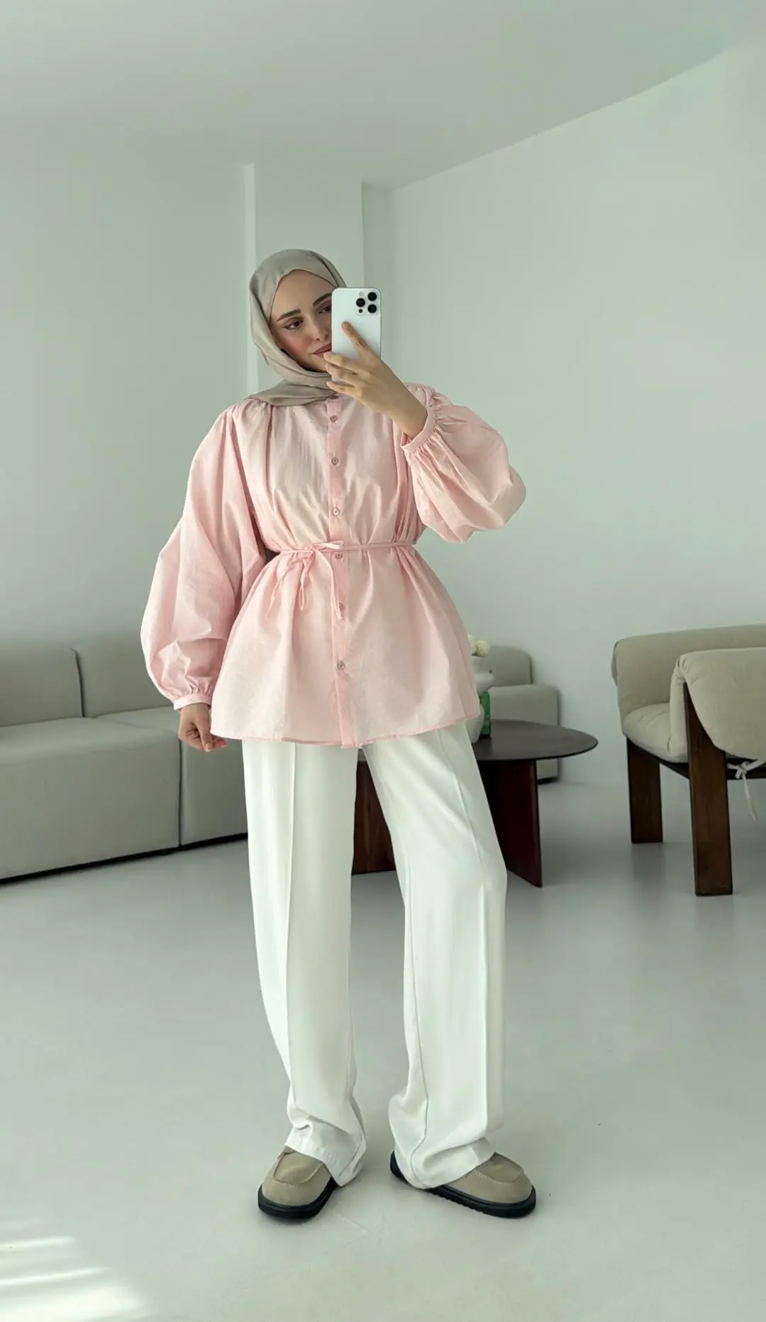 Risa Balon Kol Gömlek Pembe - Görsel 3