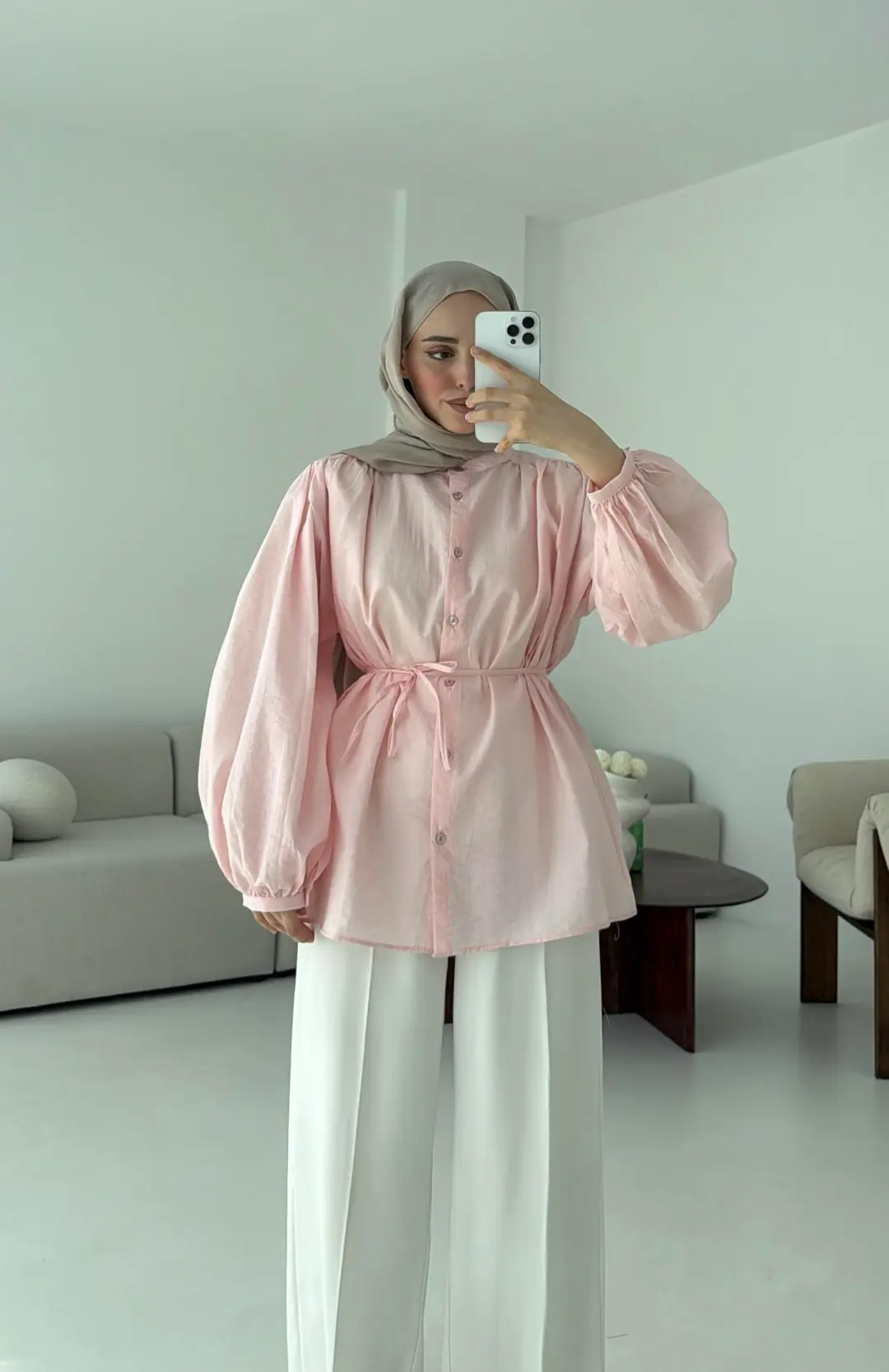 Risa Balon Kol Gömlek Pembe - Görsel 5