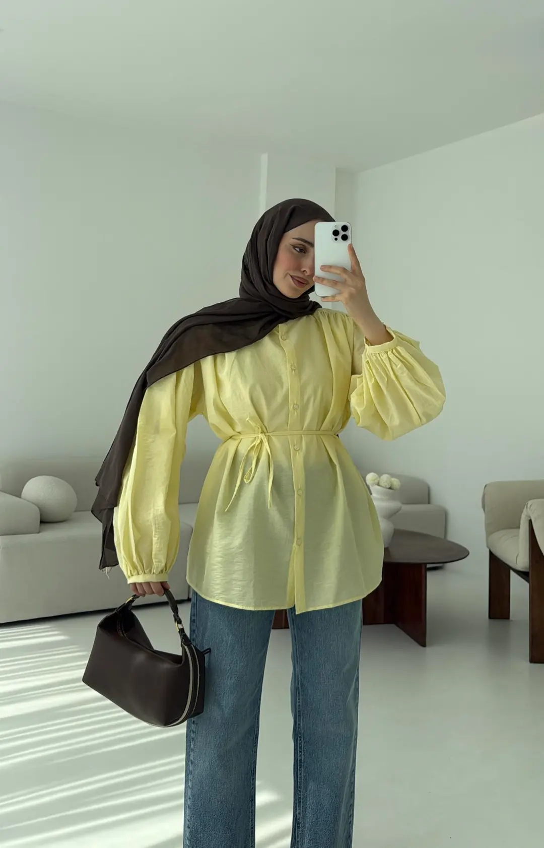 Risa Balon Kol Gömlek Sarı