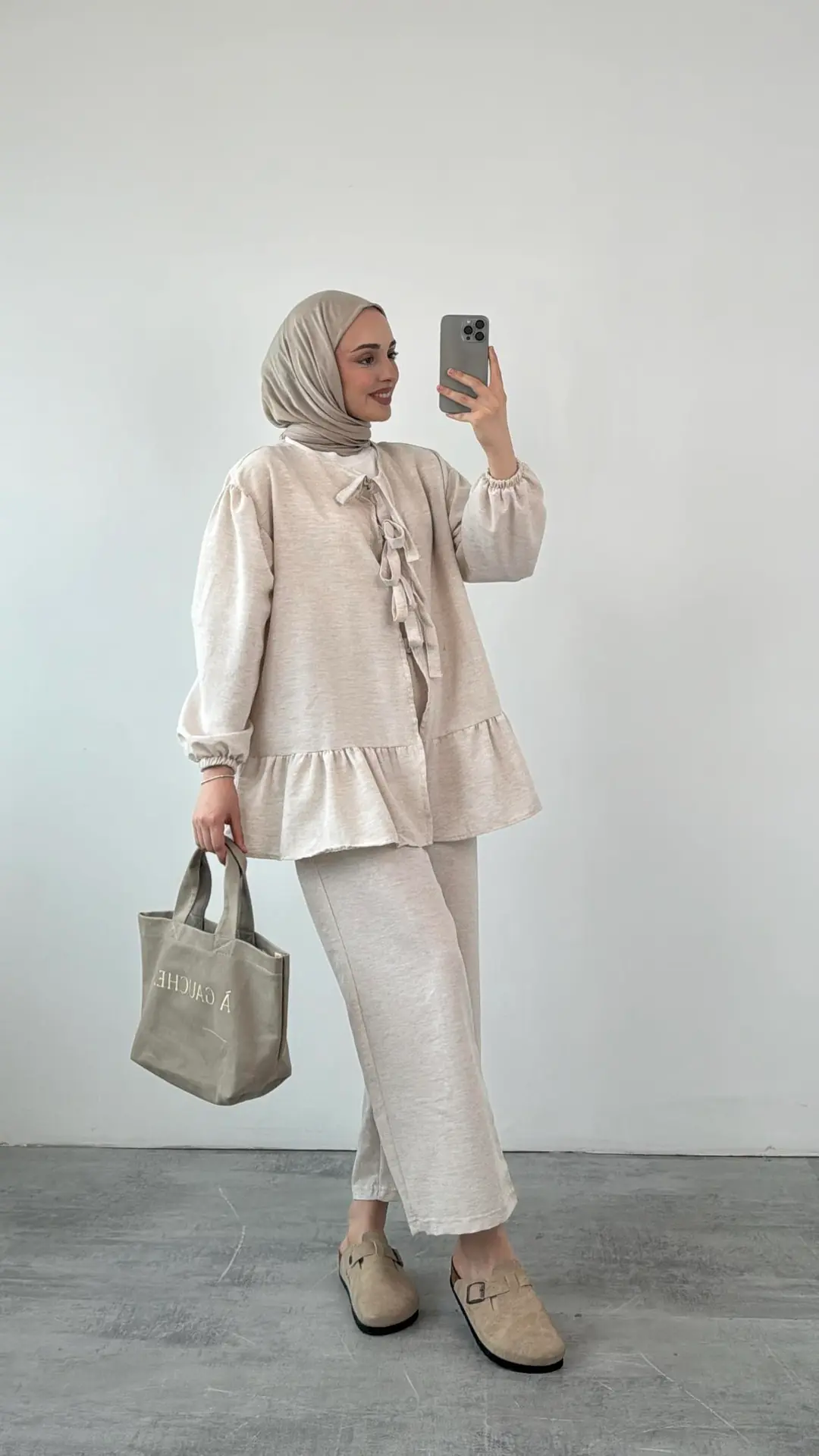 Rose Bağlamalı Takım Ekru - Görsel 2