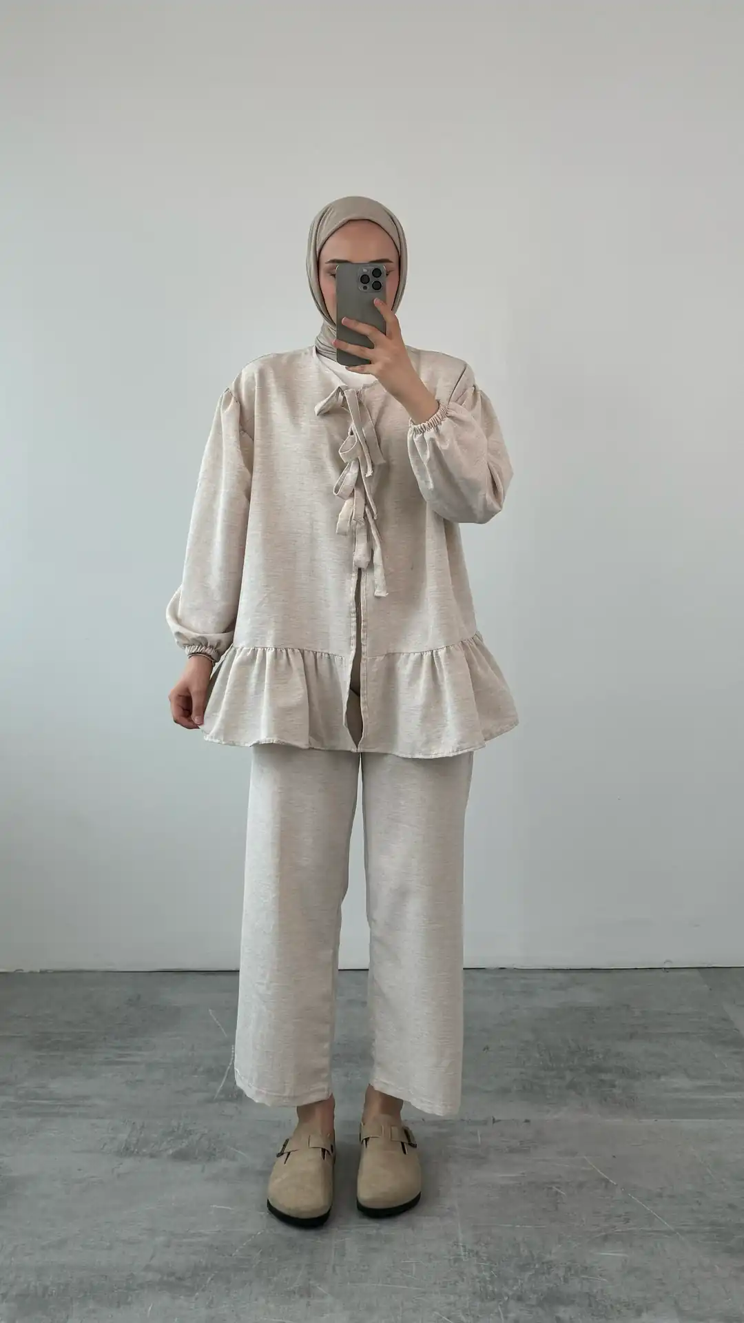 Rose Bağlamalı Takım Ekru - Görsel 4