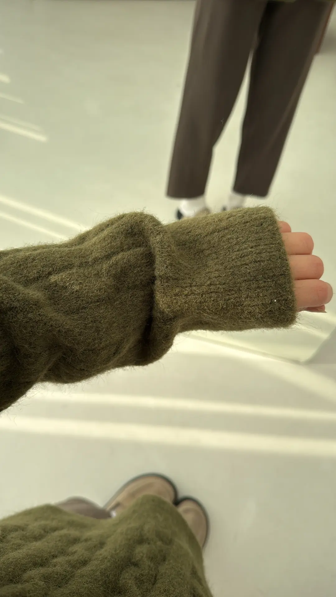 Saç Örgü Polo Yaka Kazak Olive - Görsel 2