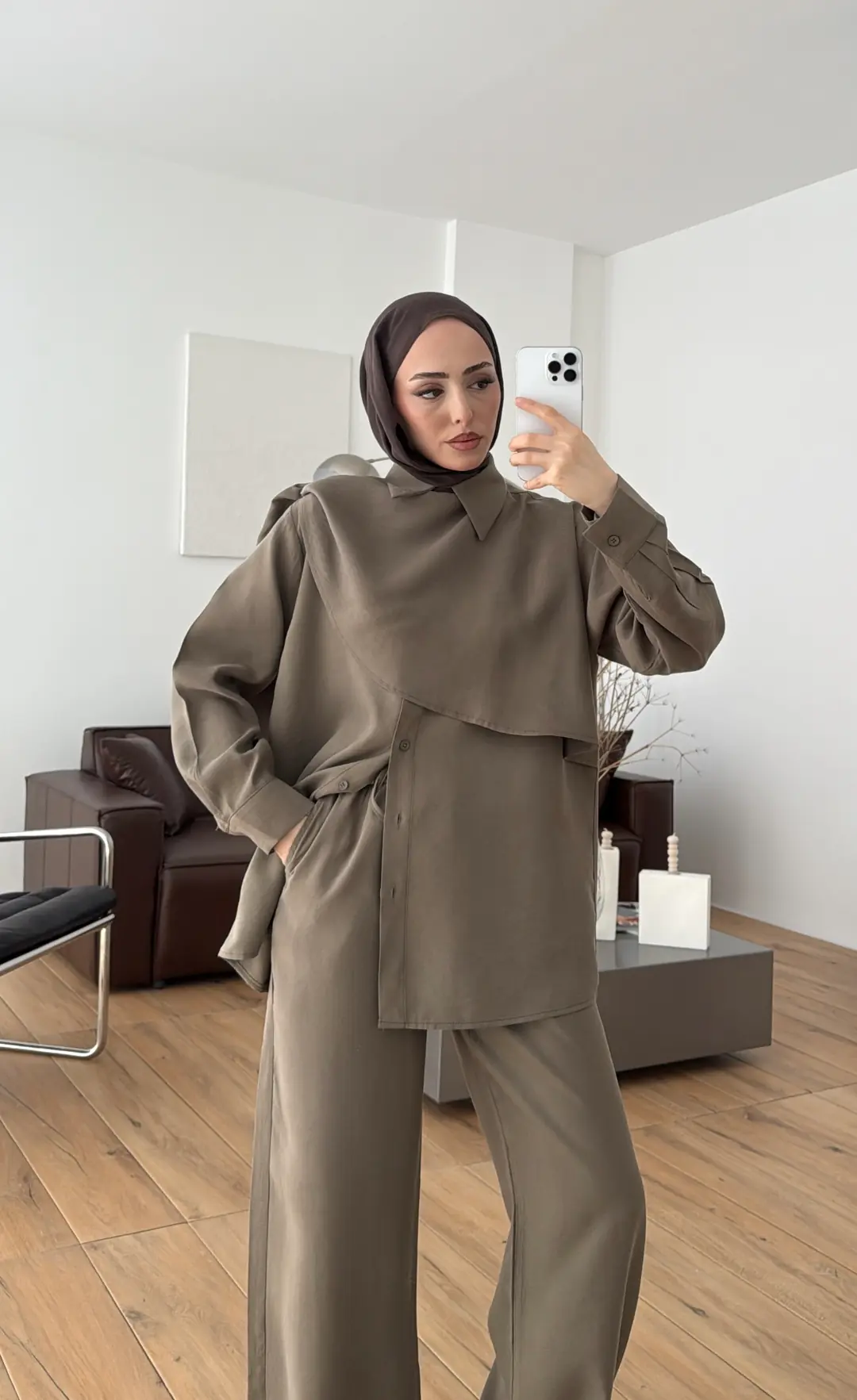 Şal Detay Takım Haki - Görsel 5