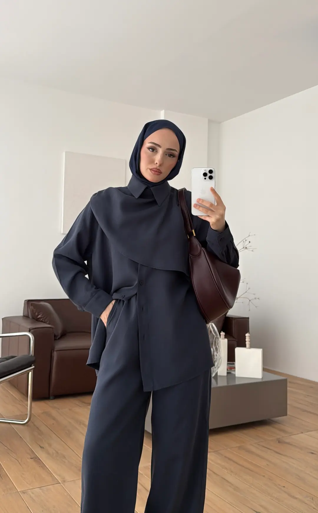 Şal Detay Takım Lacivert - Görsel 4