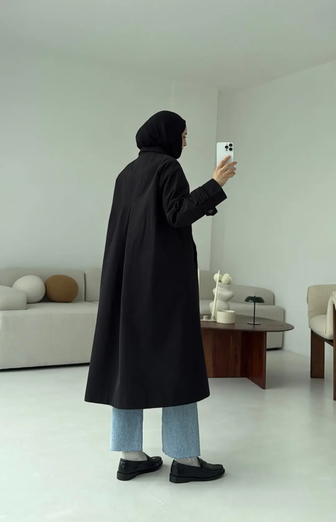 Şal Detay Trençkot Siyah - Görsel 6