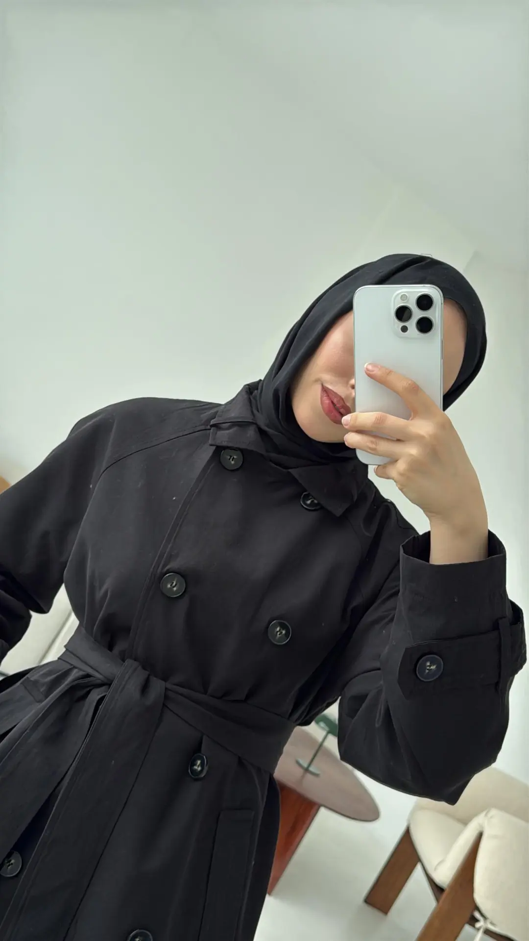 Şal Detay Trençkot Siyah - Görsel 7