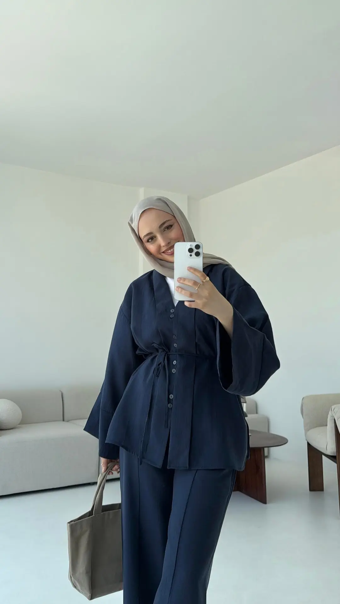 Şal Yaka Düğmeli Takım Lacivert - Görsel 2