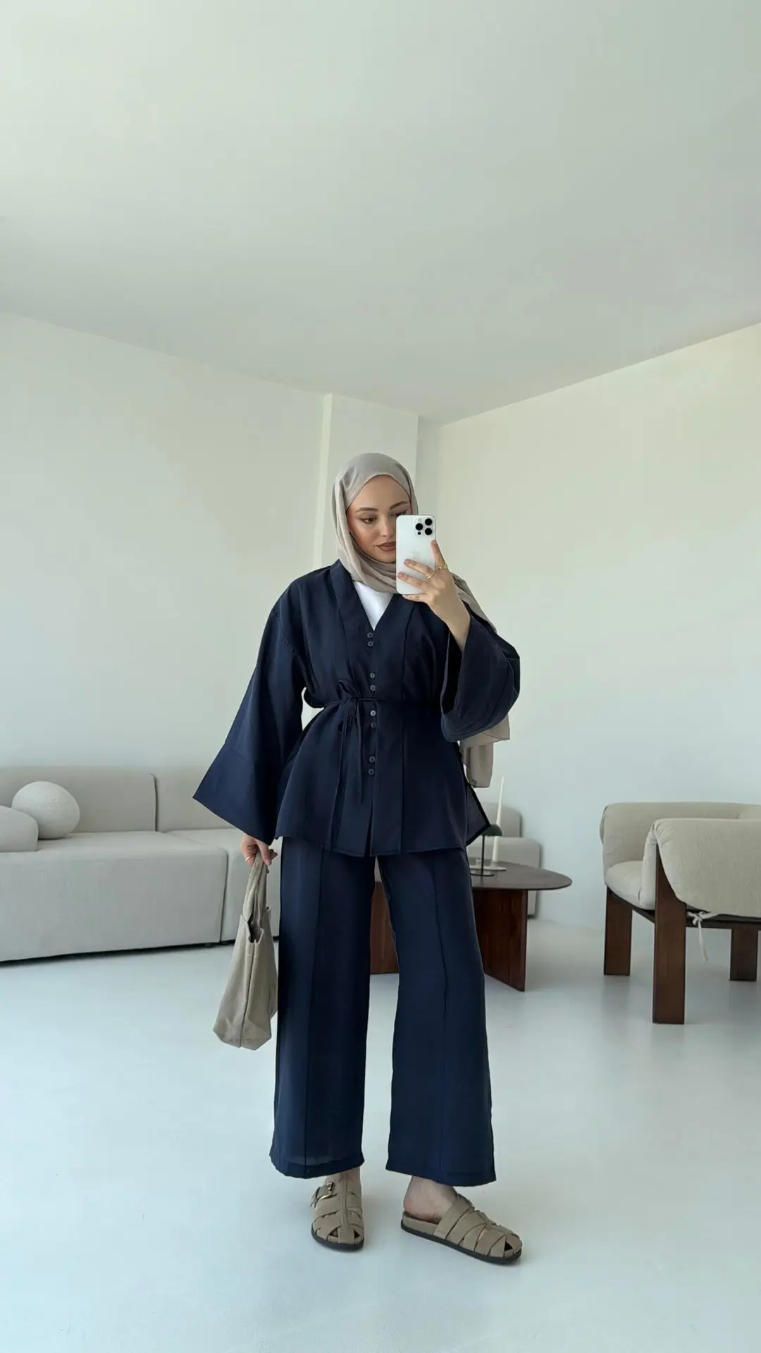 Şal Yaka Düğmeli Takım Lacivert - Görsel 8