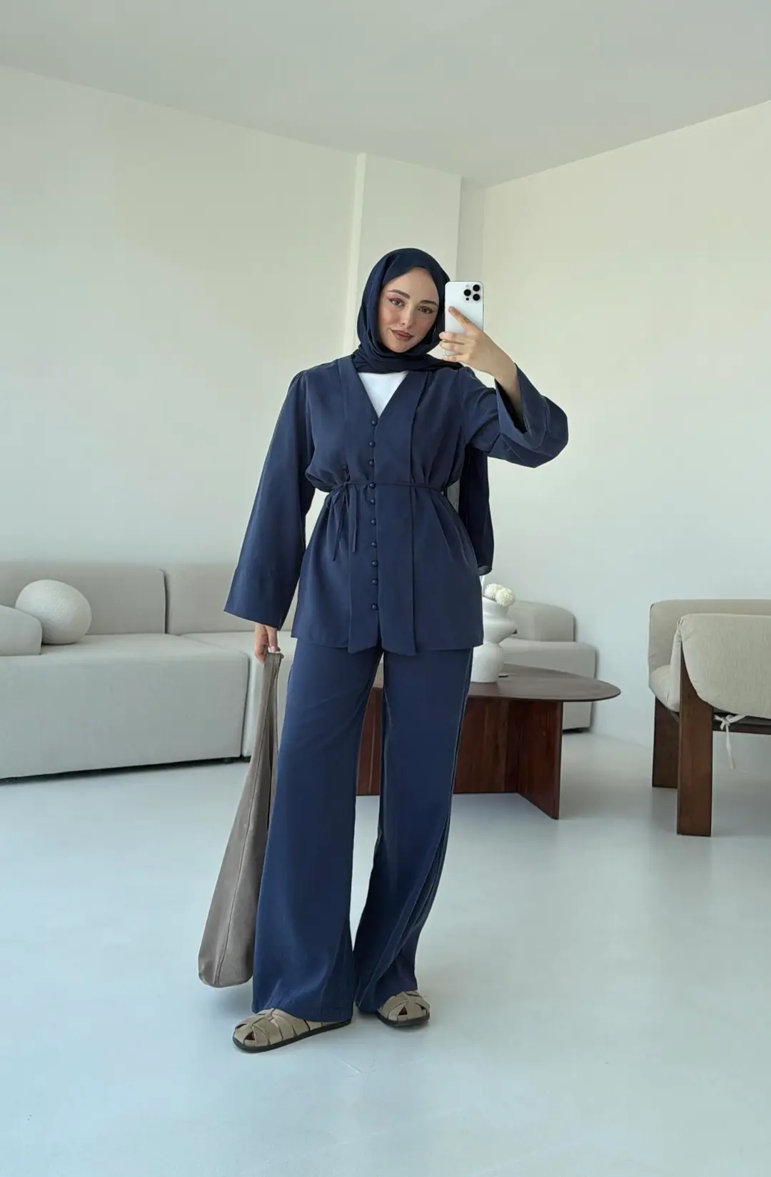 Şal Yaka Düğmeli Takım Lacivert