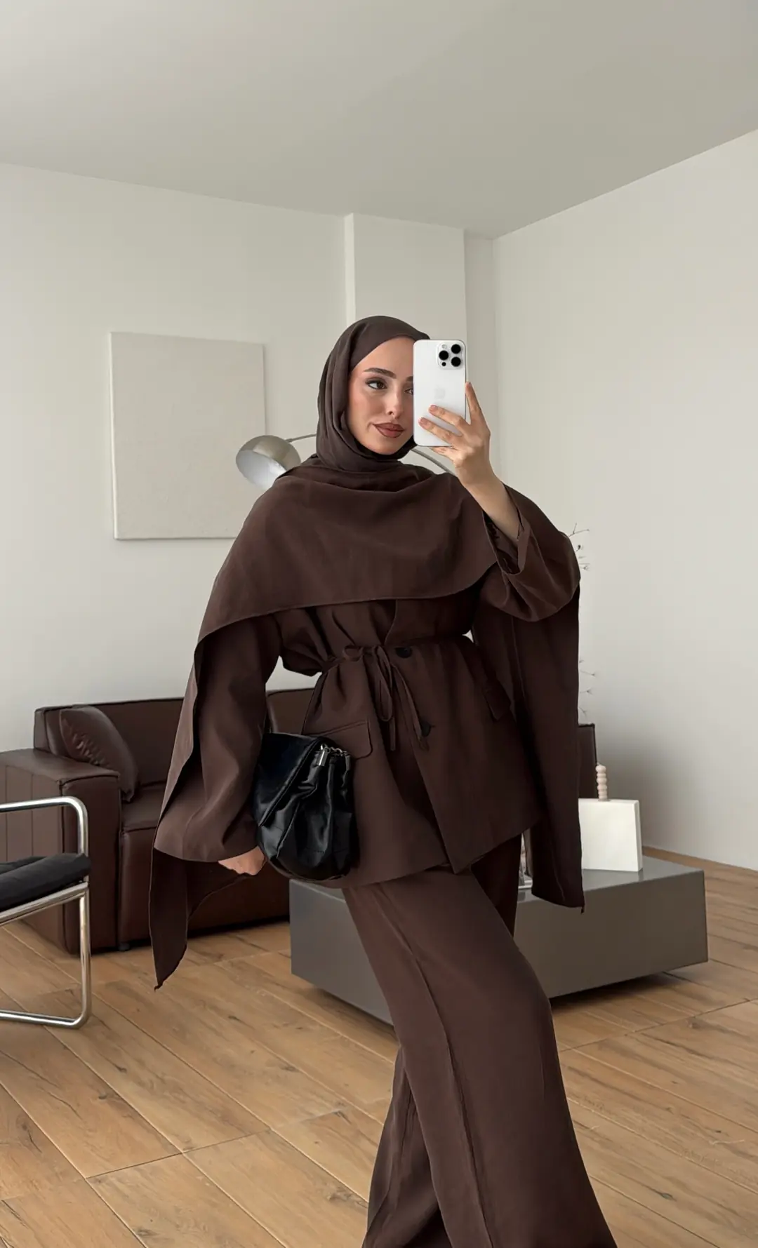 Şallı Biyeli Takım Kahve - Görsel 2