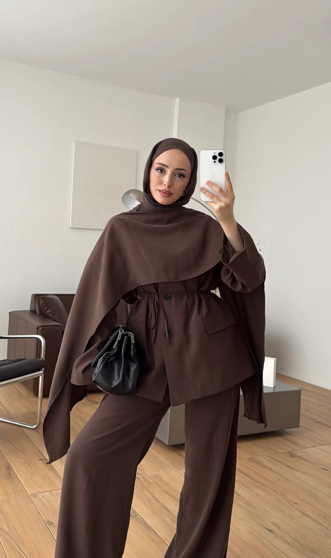 Şallı Biyeli Takım Kahve - Görsel 4