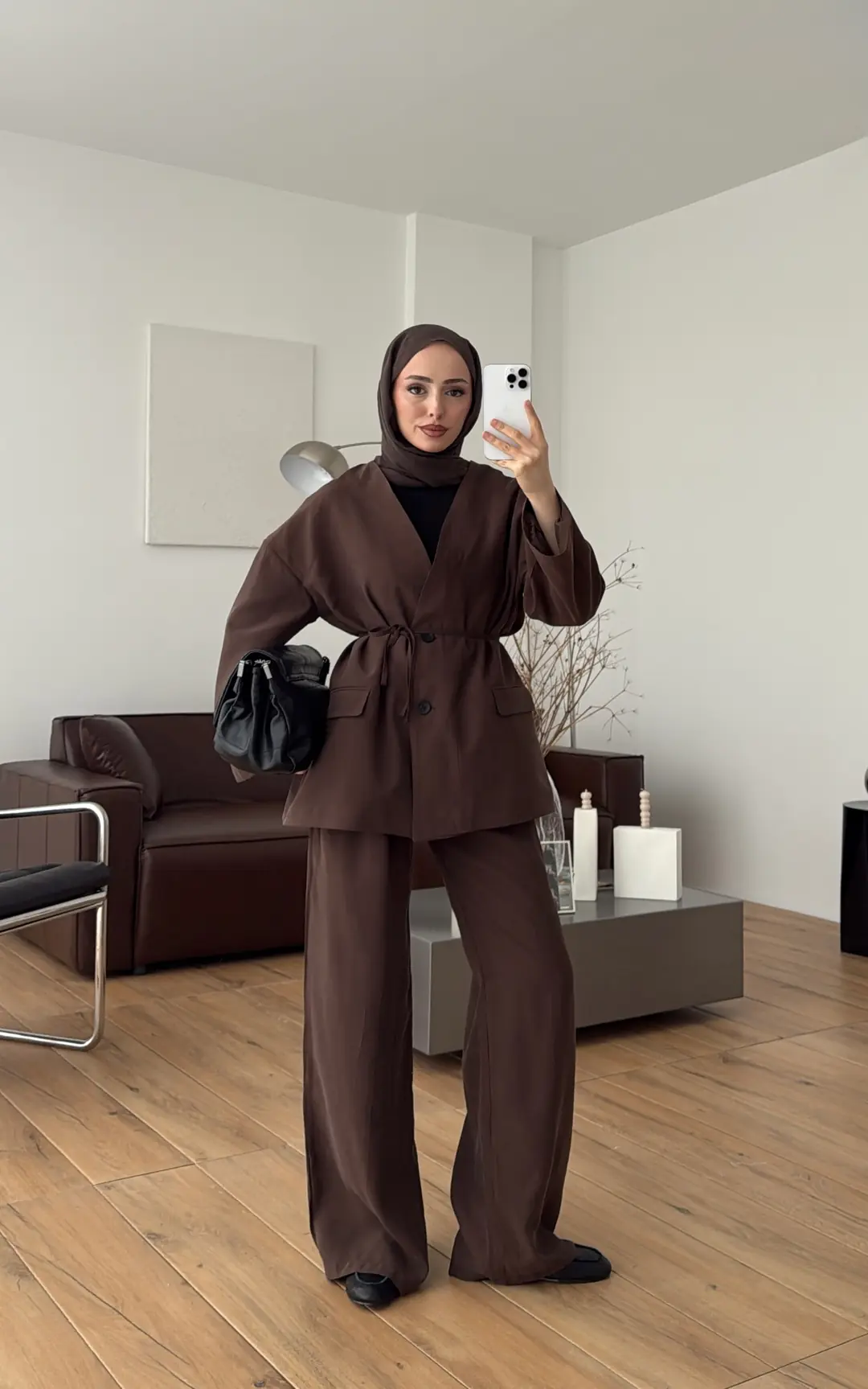 Şallı Biyeli Takım Kahve - Görsel 5