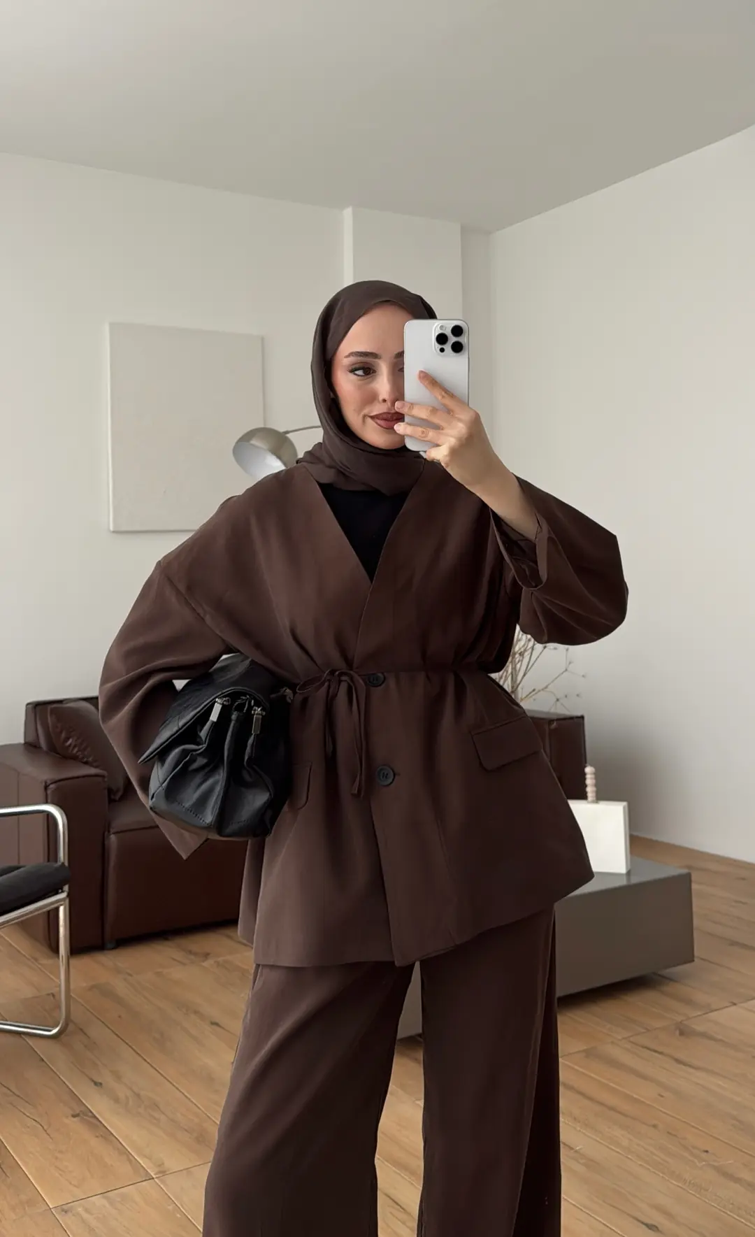 Şallı Biyeli Takım Kahve - Görsel 9