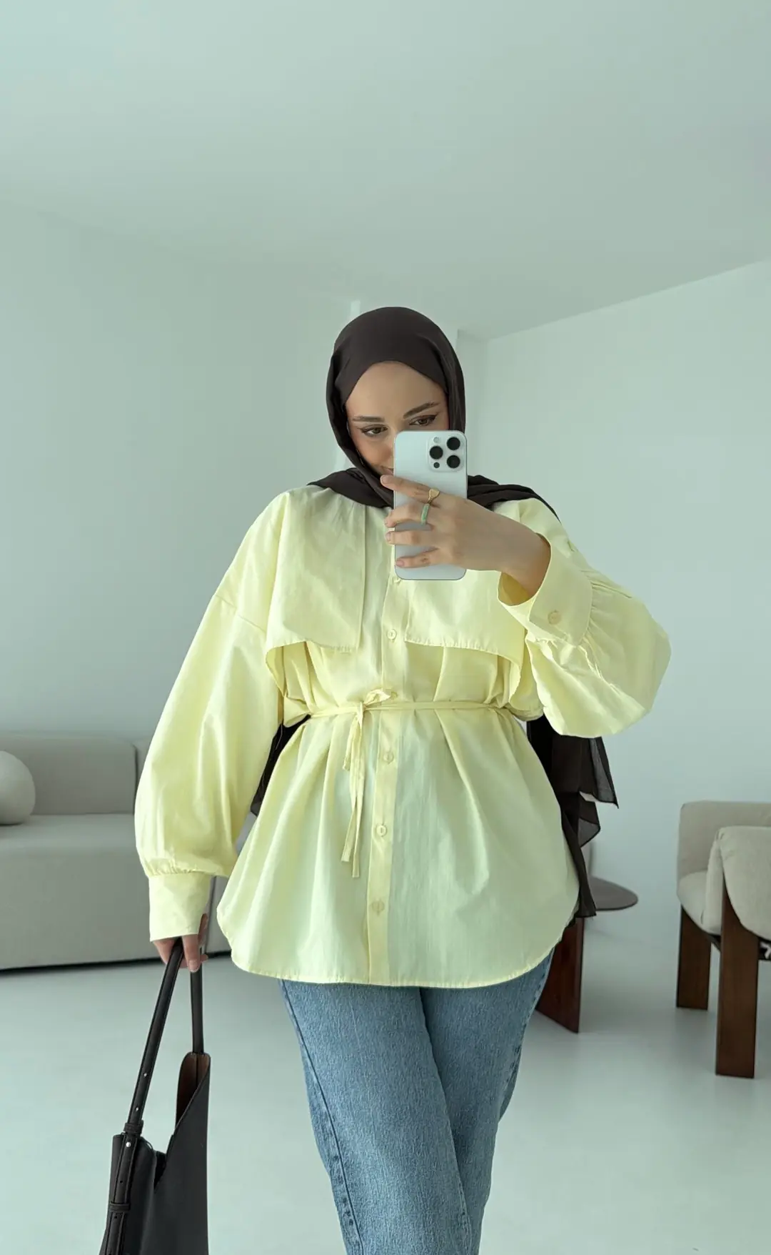 Sarı Bağlamalı Gömlek - Görsel 2