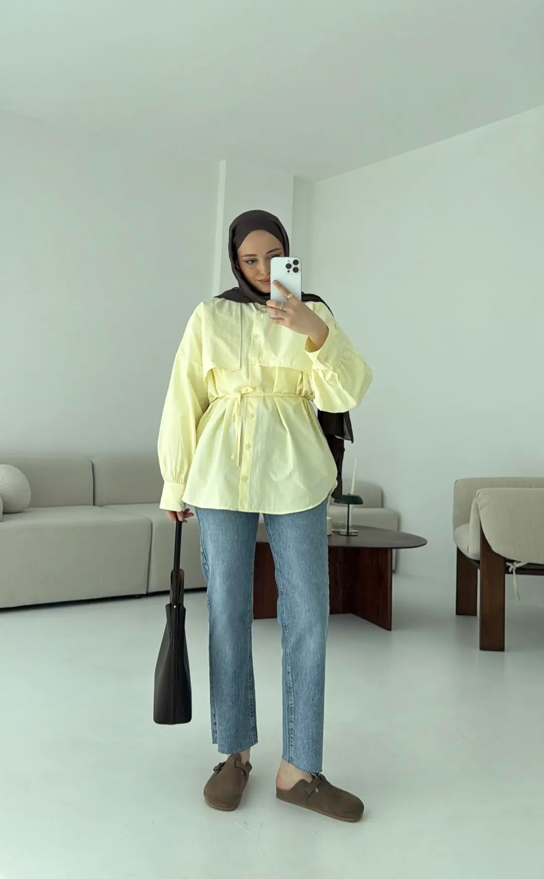 Sarı Bağlamalı Gömlek - Görsel 7