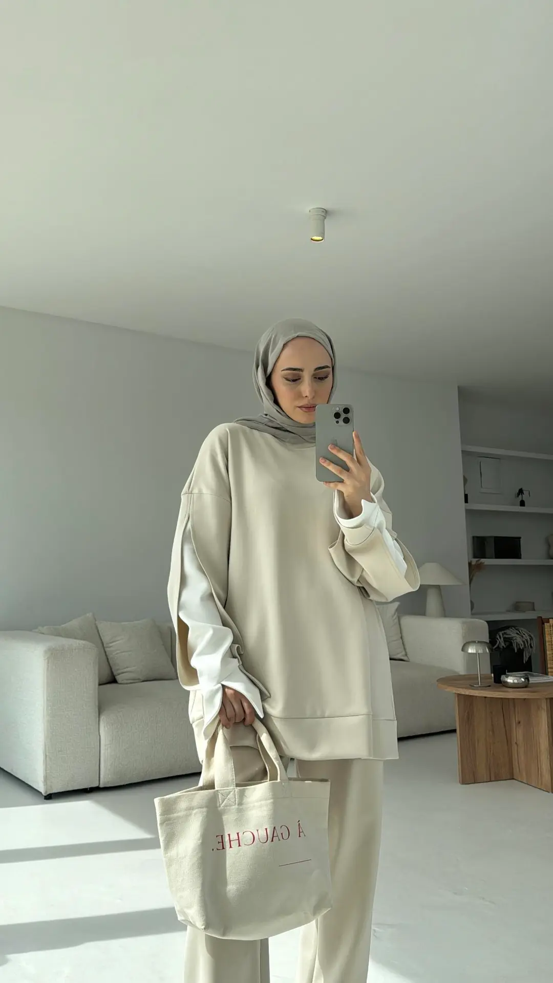 Scuba Kol Detaylı Takım  Bej - Görsel 3