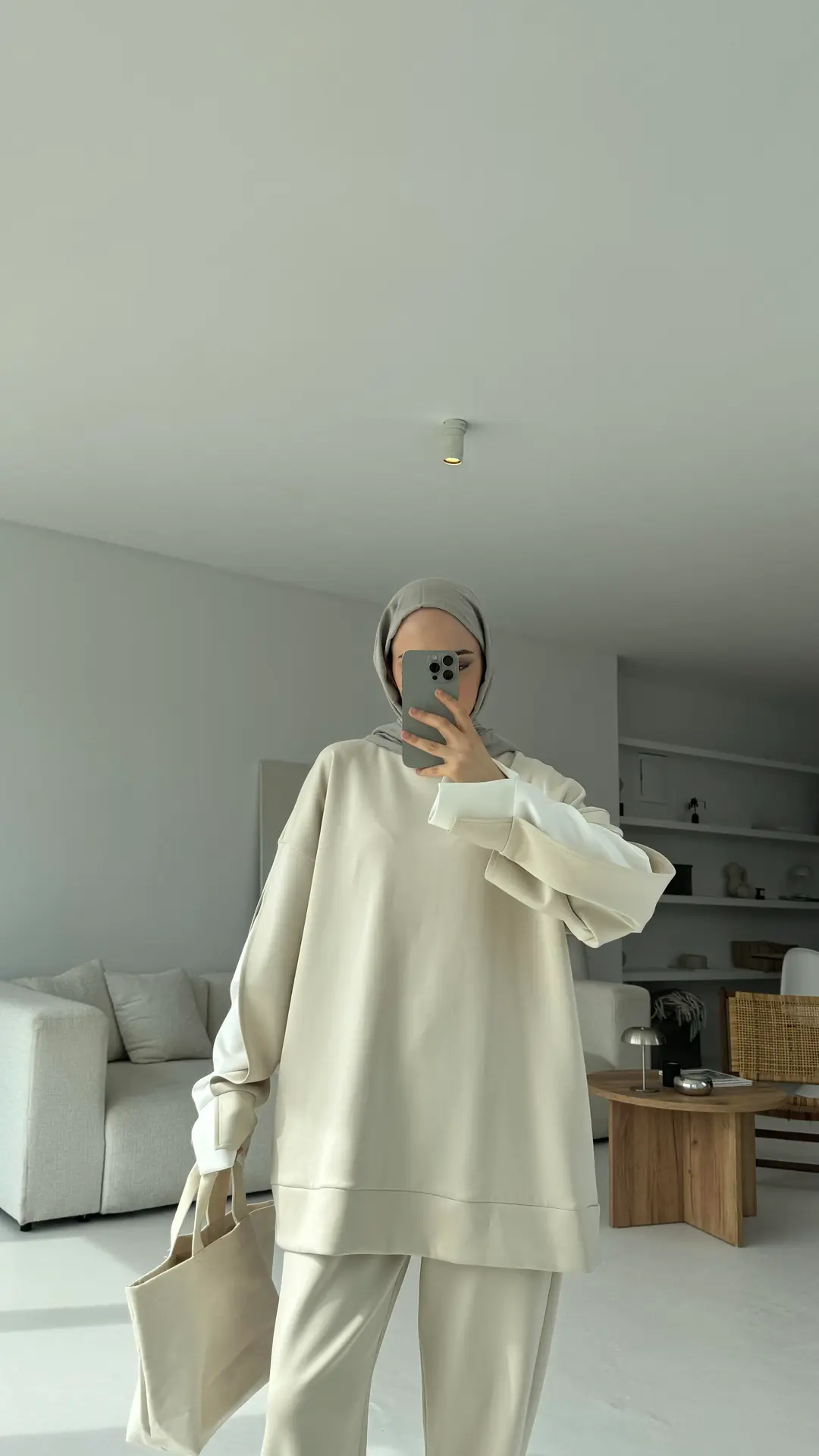 Scuba Kol Detaylı Takım  Bej - Görsel 5