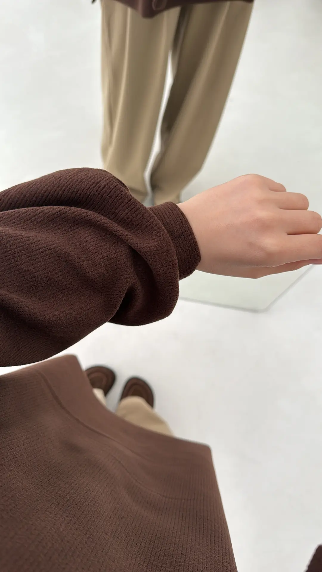 Selanik Balon Kol Bagcıklı Sweat Kahve - Görsel 3