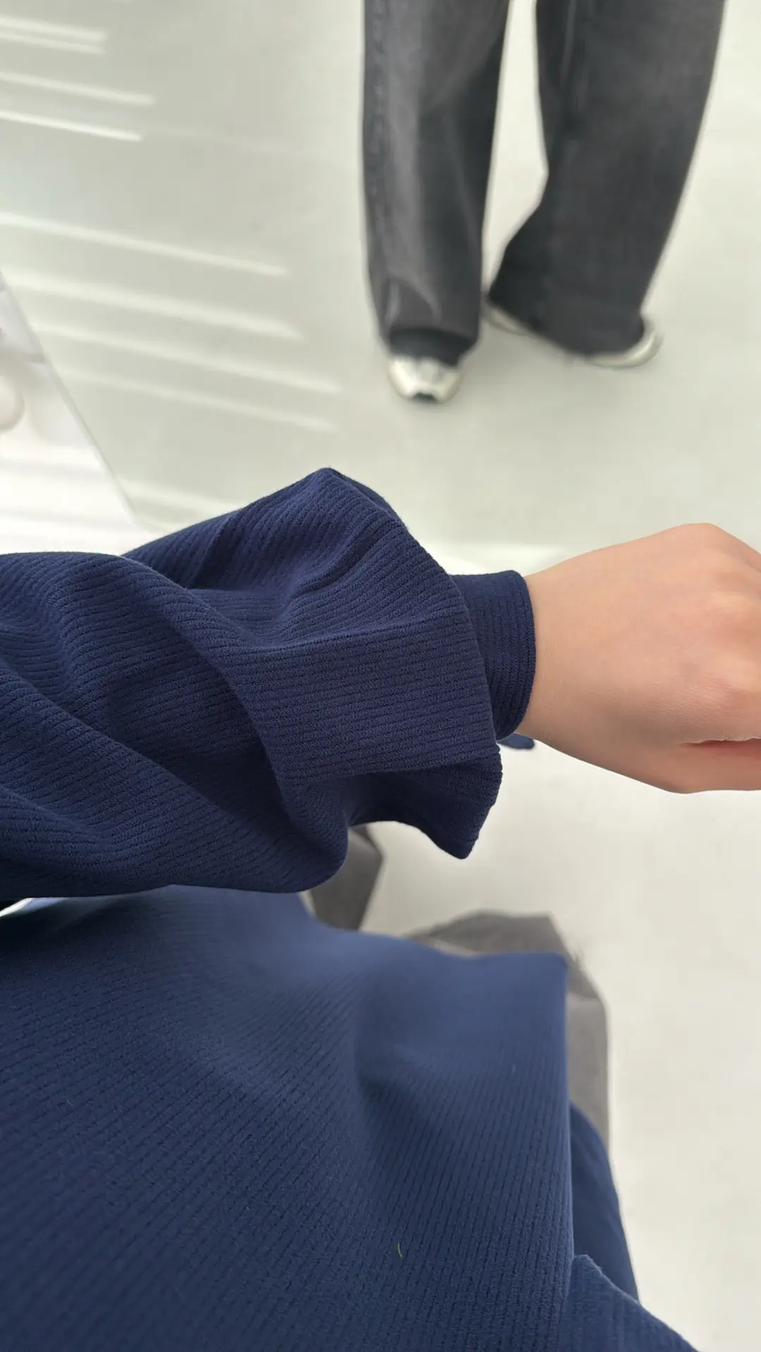 Selanik Balon Kol Bagcıklı Sweat Lacivert - Görsel 4