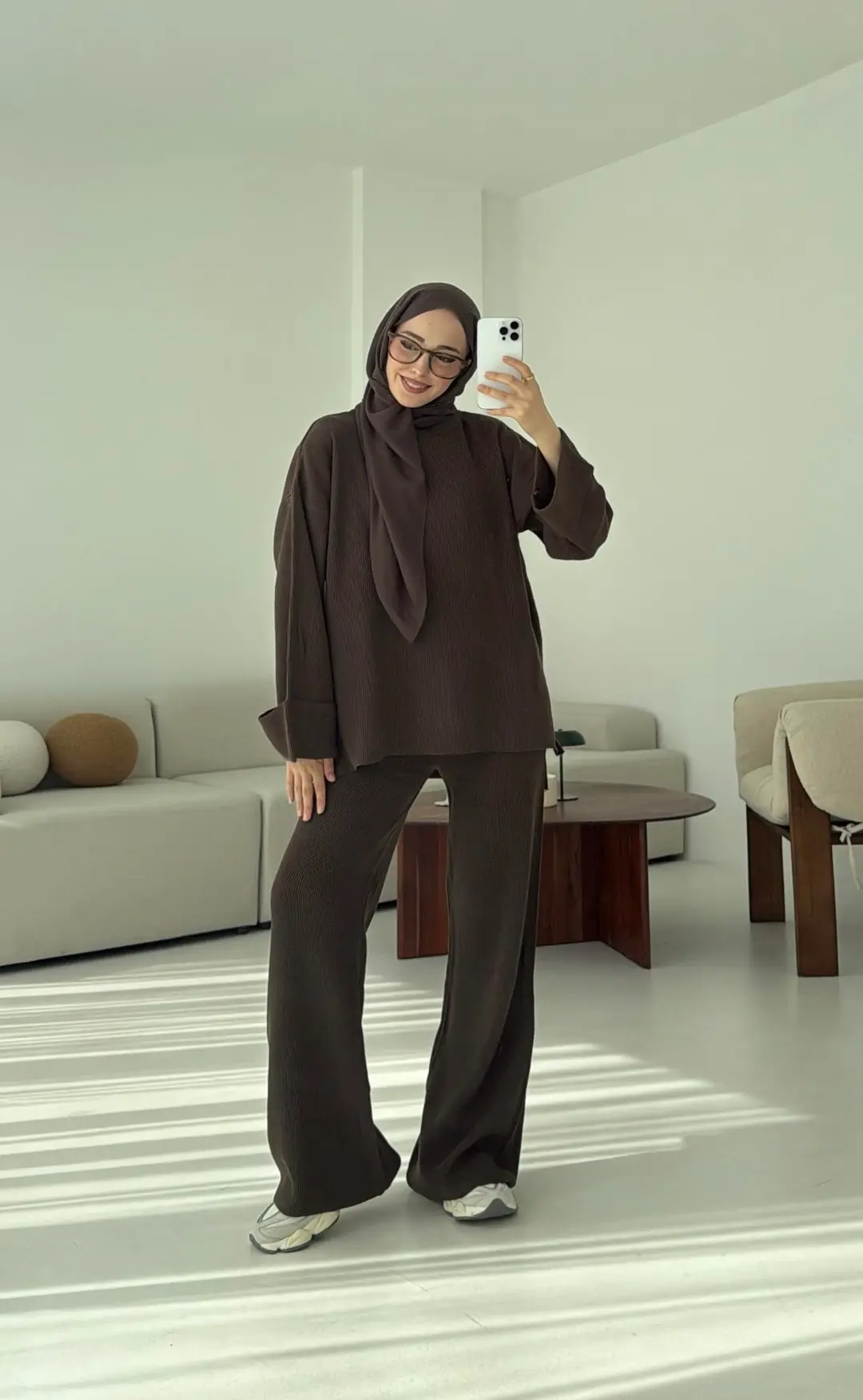 Selanik Triko Pantolon Takım Kahve - Görsel 2