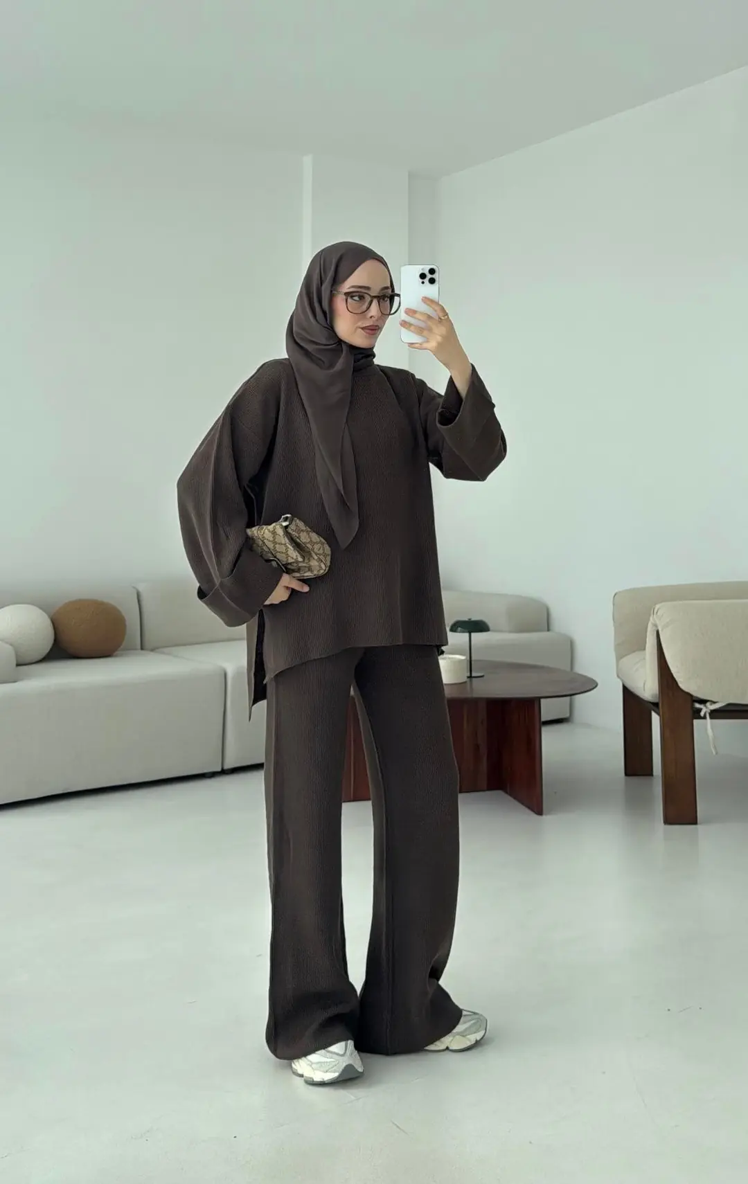 Selanik Triko Pantolon Takım Kahve - Görsel 5