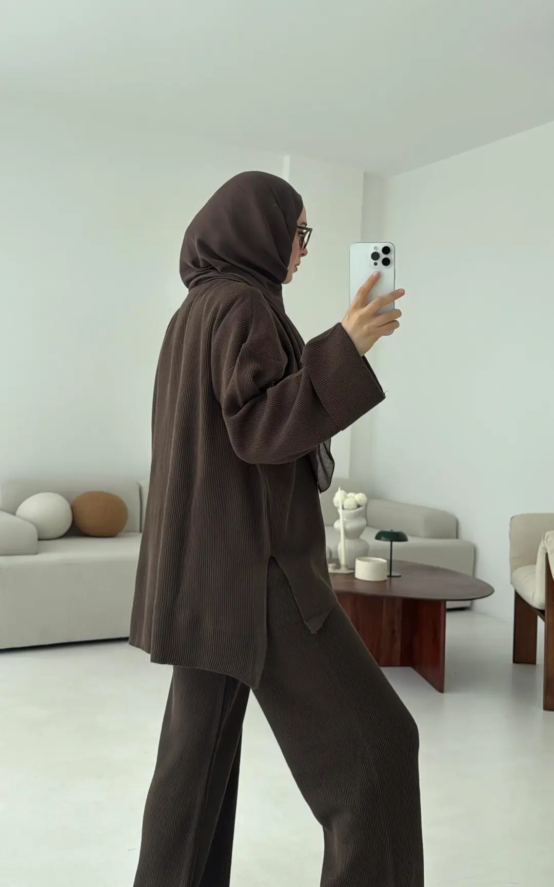 Selanik Triko Pantolon Takım Kahve - Görsel 6