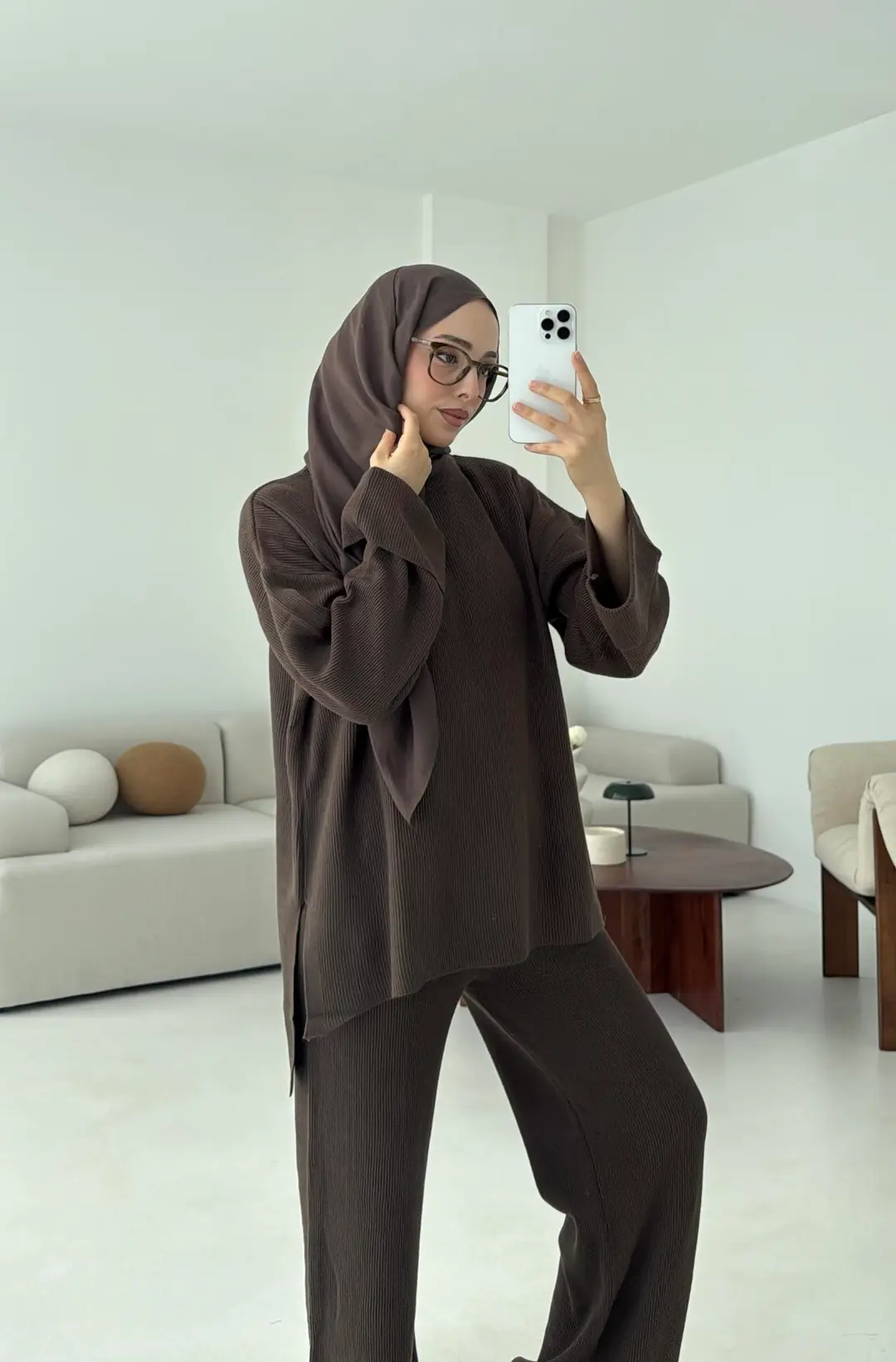 Selanik Triko Pantolon Takım Kahve - Görsel 8