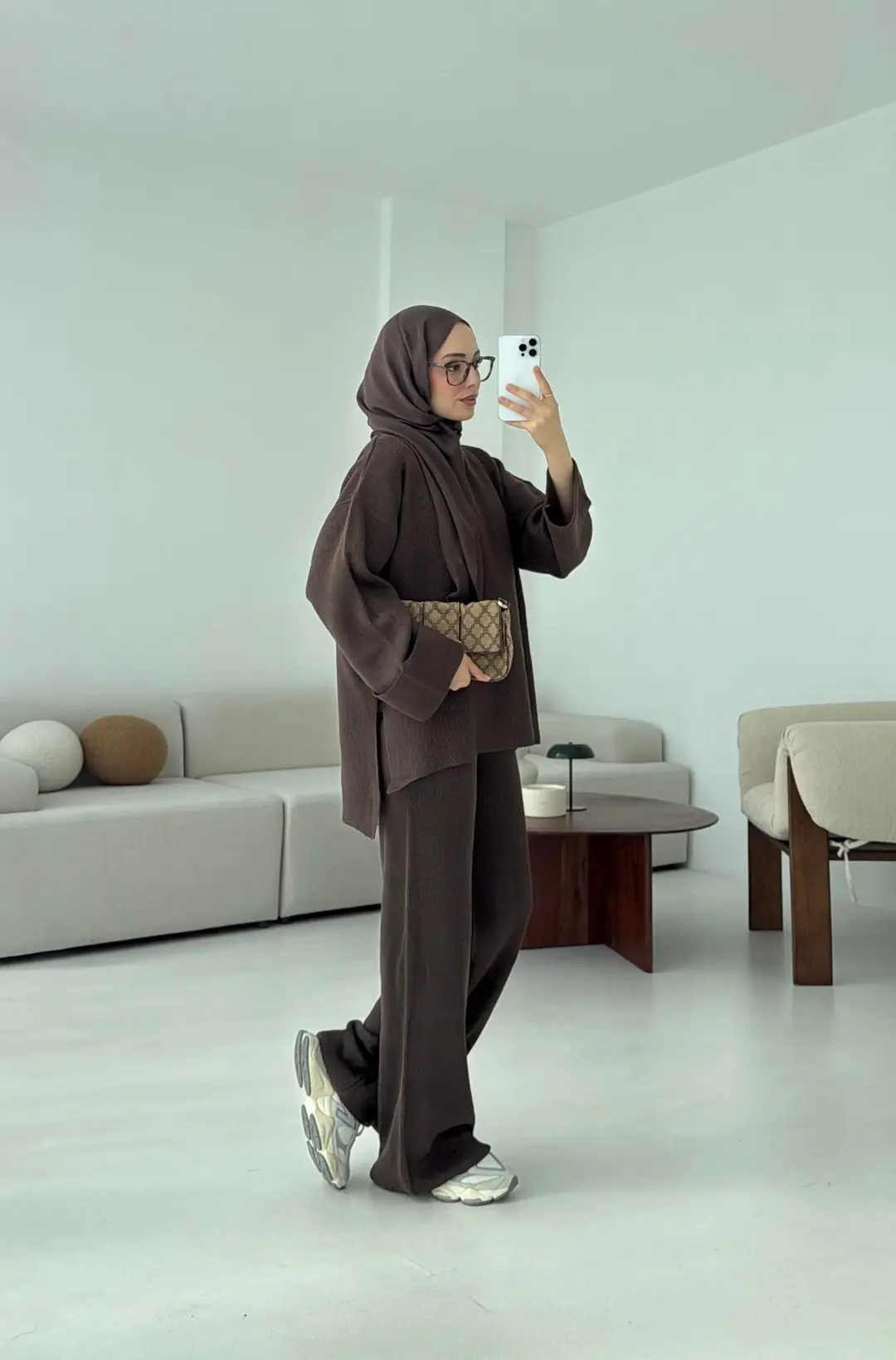 Selanik Triko Pantolon Takım Kahve - Görsel 9