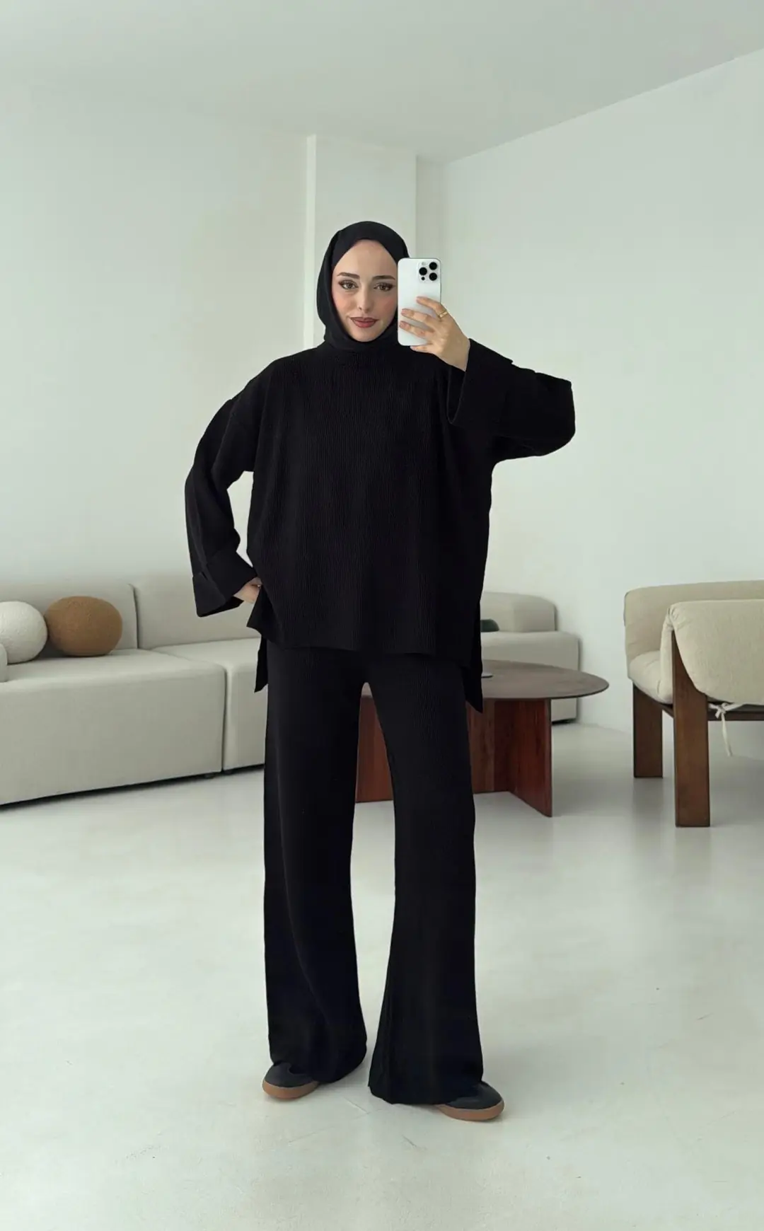 Selanik Triko Pantolon Takım Siyah