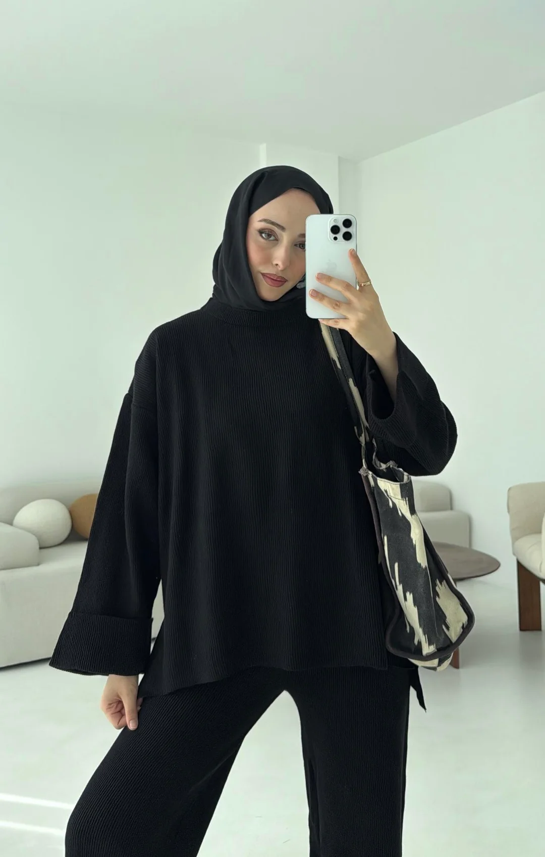 Selanik Triko Pantolon Takım Siyah - Görsel 2