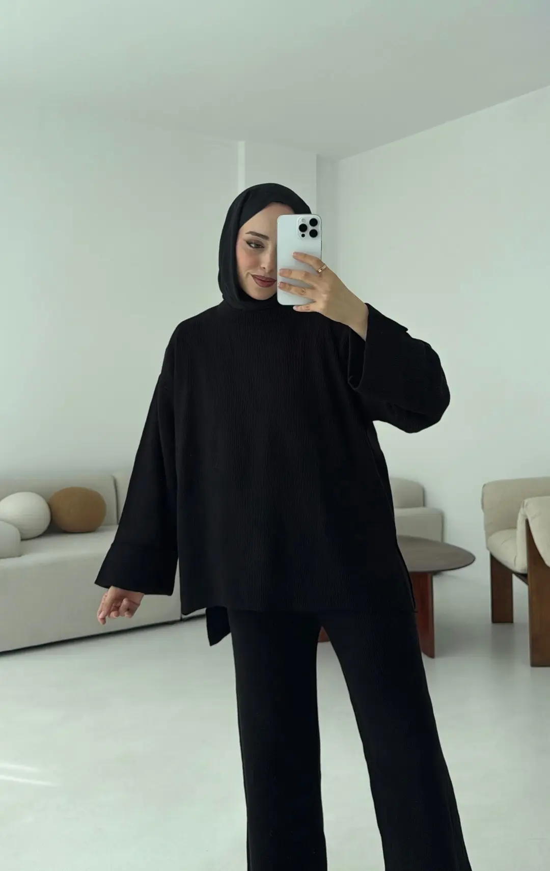 Selanik Triko Pantolon Takım Siyah - Görsel 3