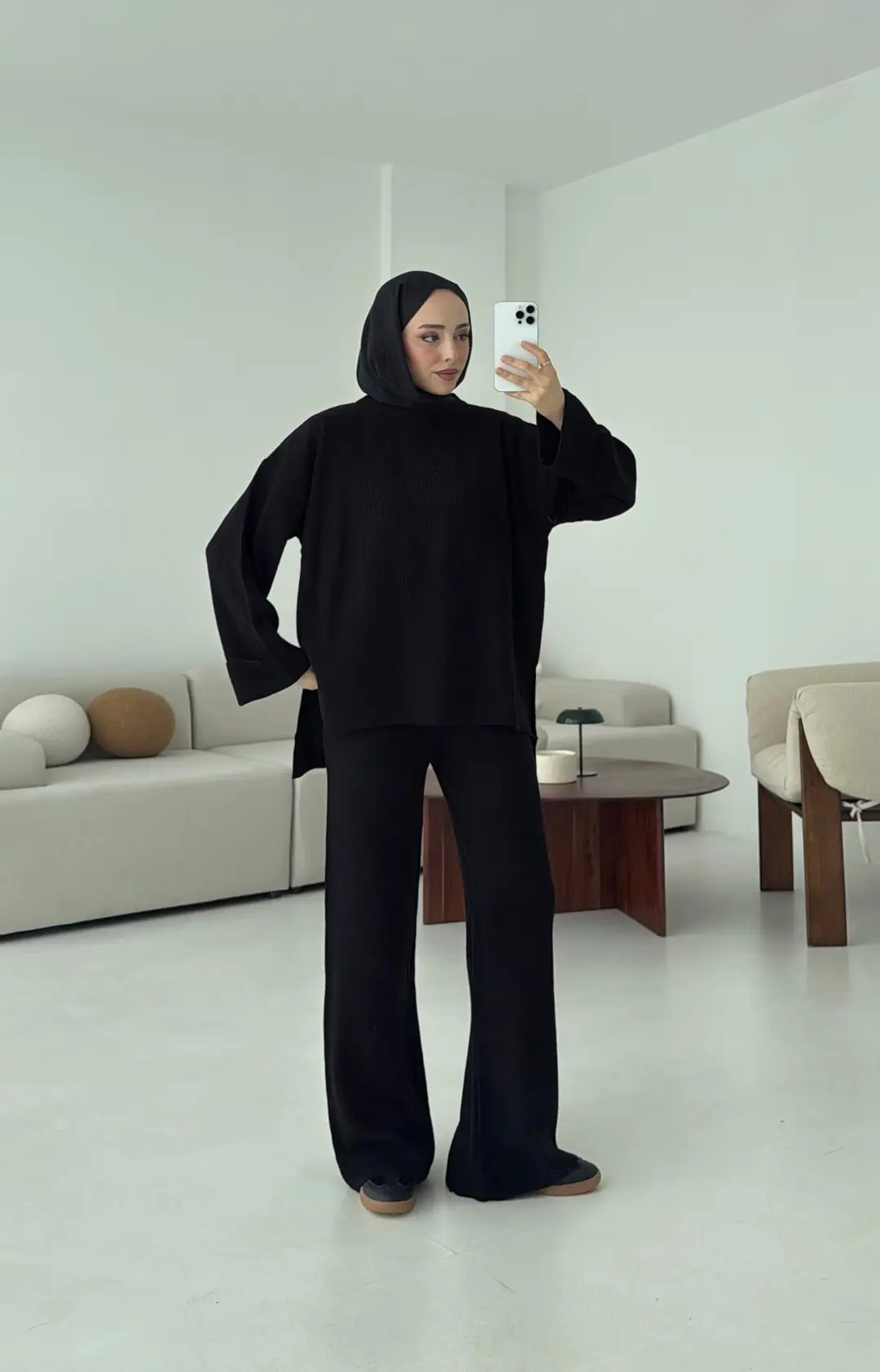 Selanik Triko Pantolon Takım Siyah - Görsel 5