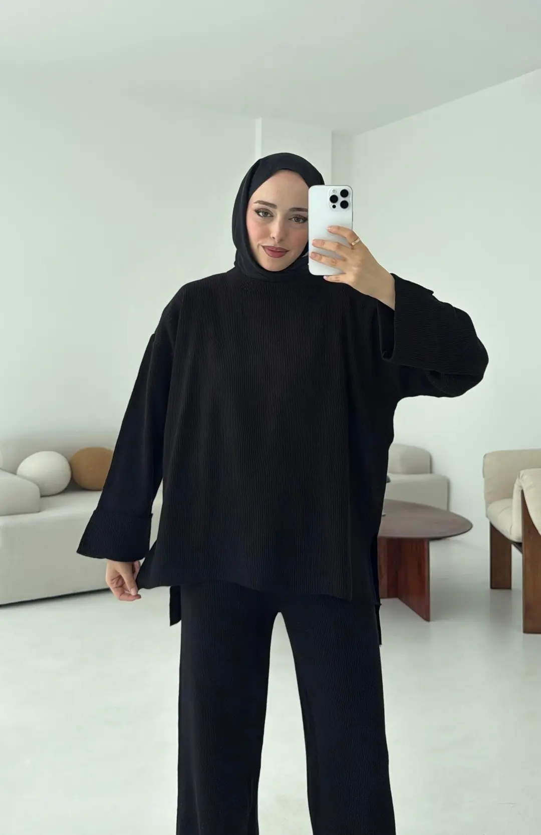 Selanik Triko Pantolon Takım Siyah - Görsel 7