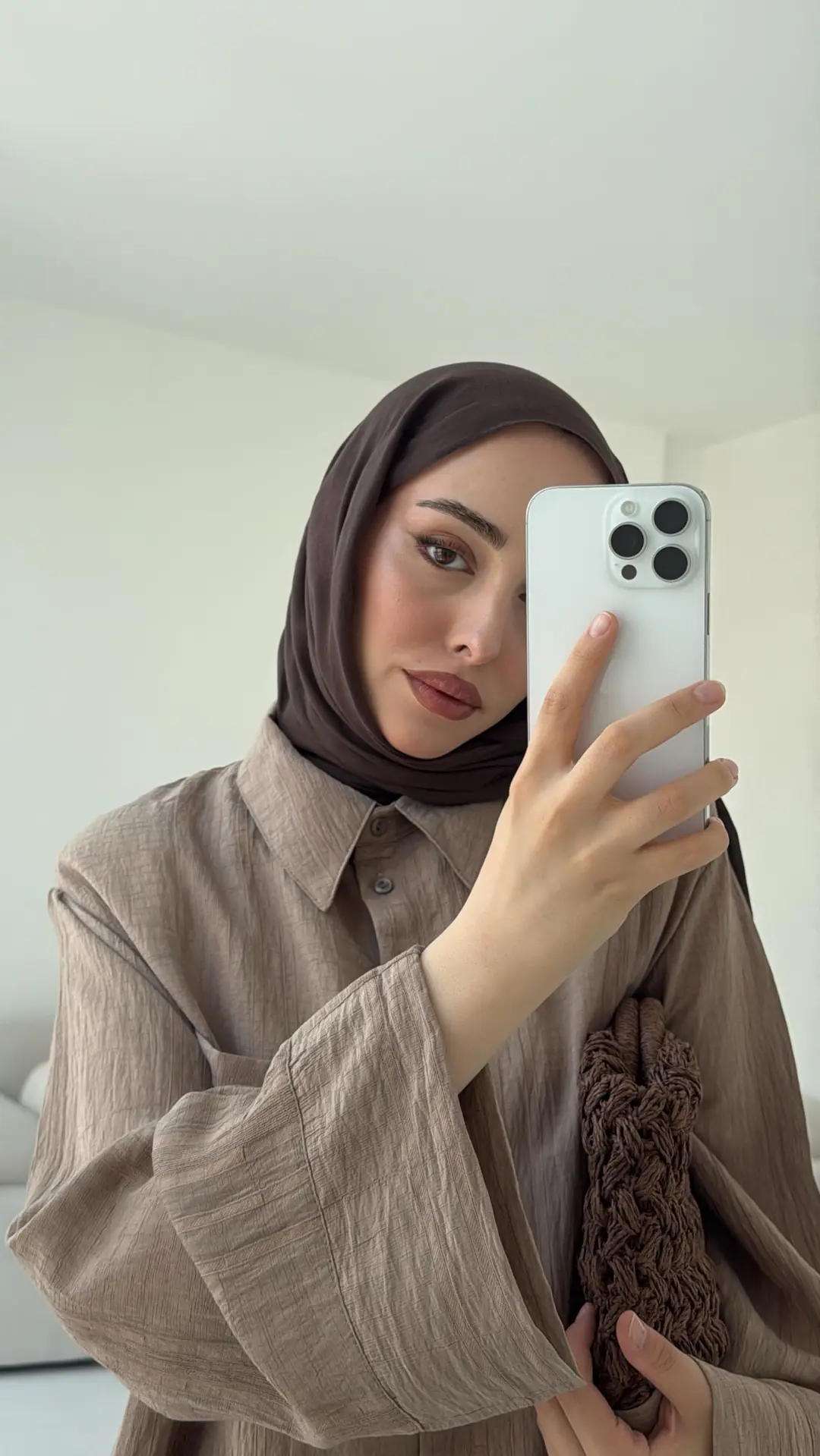 Şeritli Gömlekli Takım Acık Kahve - Görsel 7