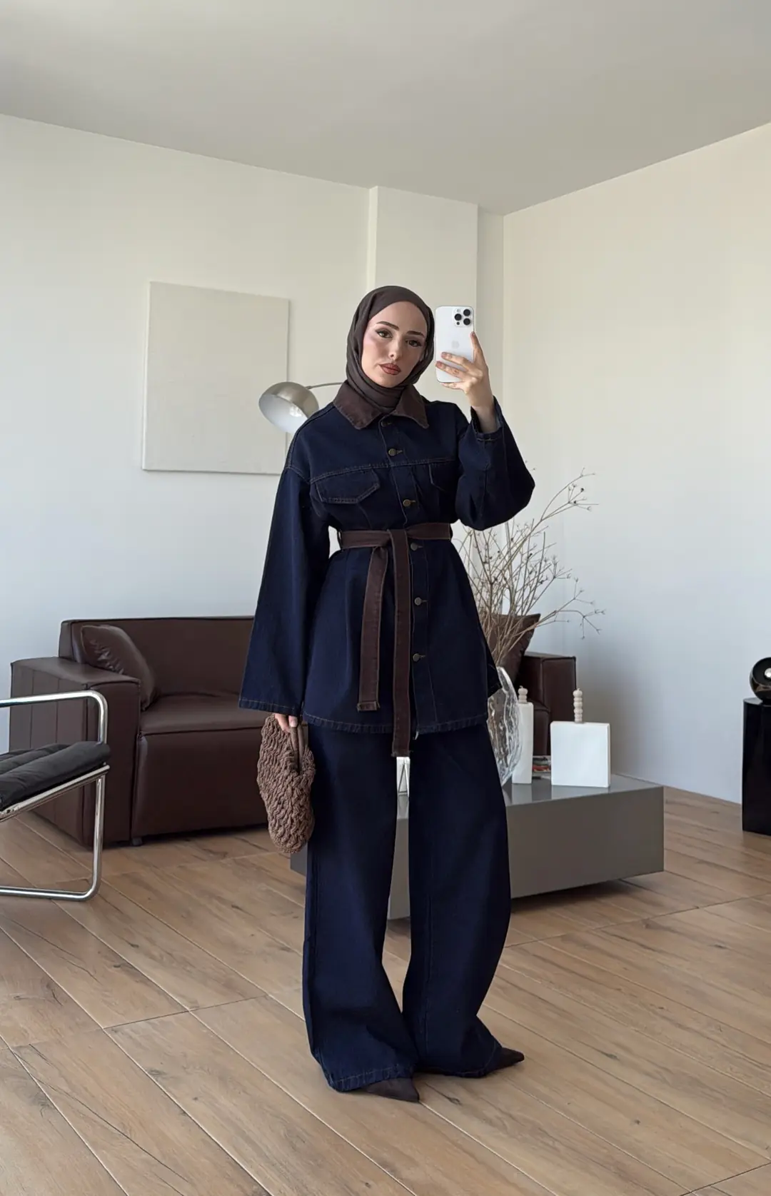 Seyyar Kemerli Denim Takım