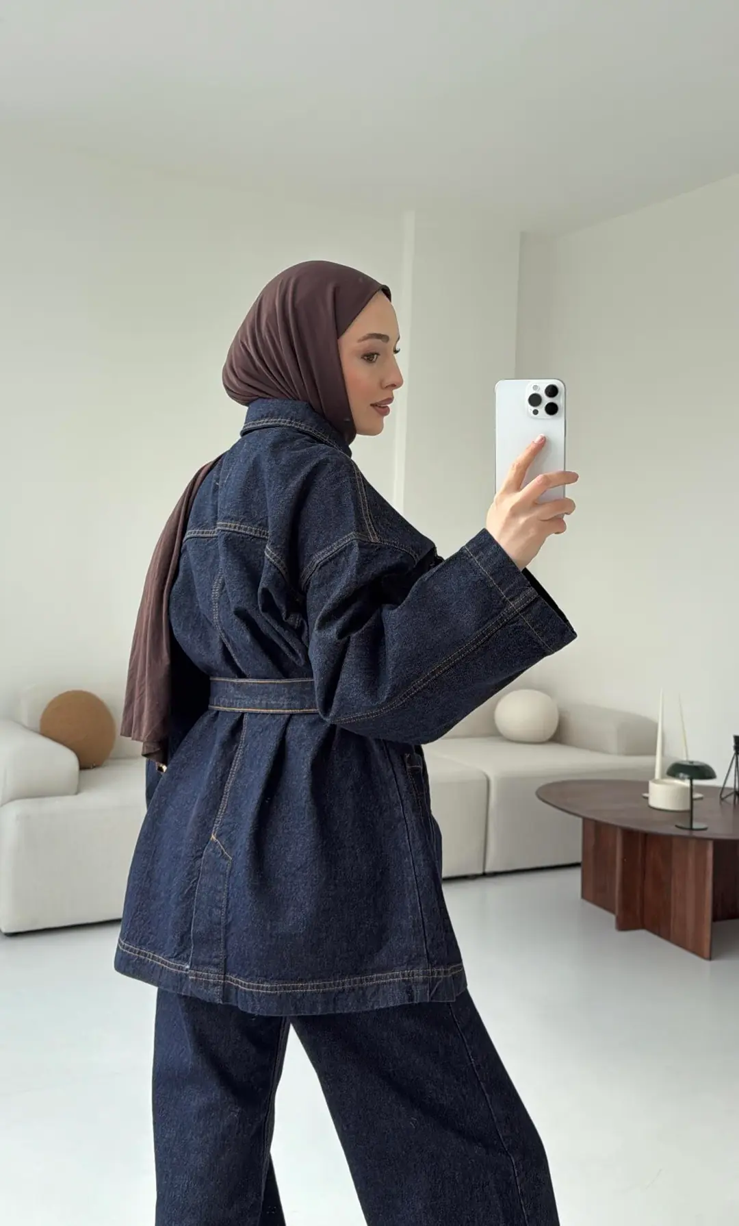 Seyyar Kemerli Denim Takım