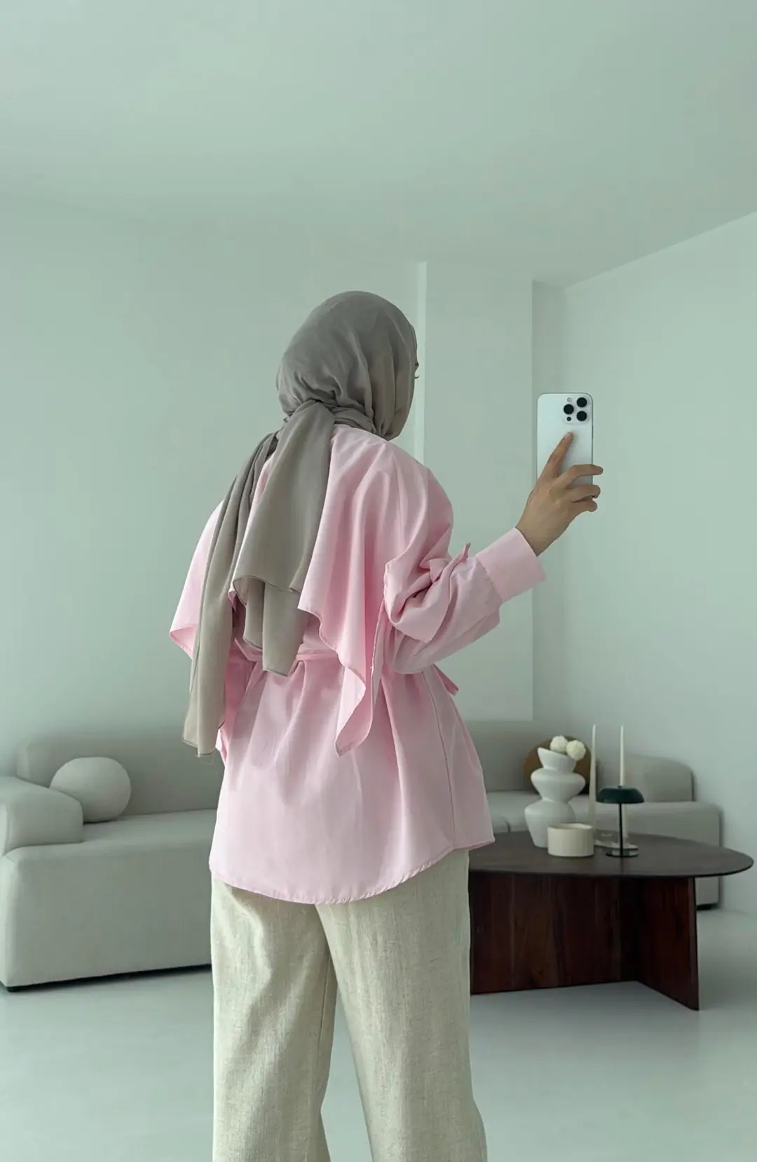 Seyyar Pelerinli Gömlek Pembe - Görsel 4